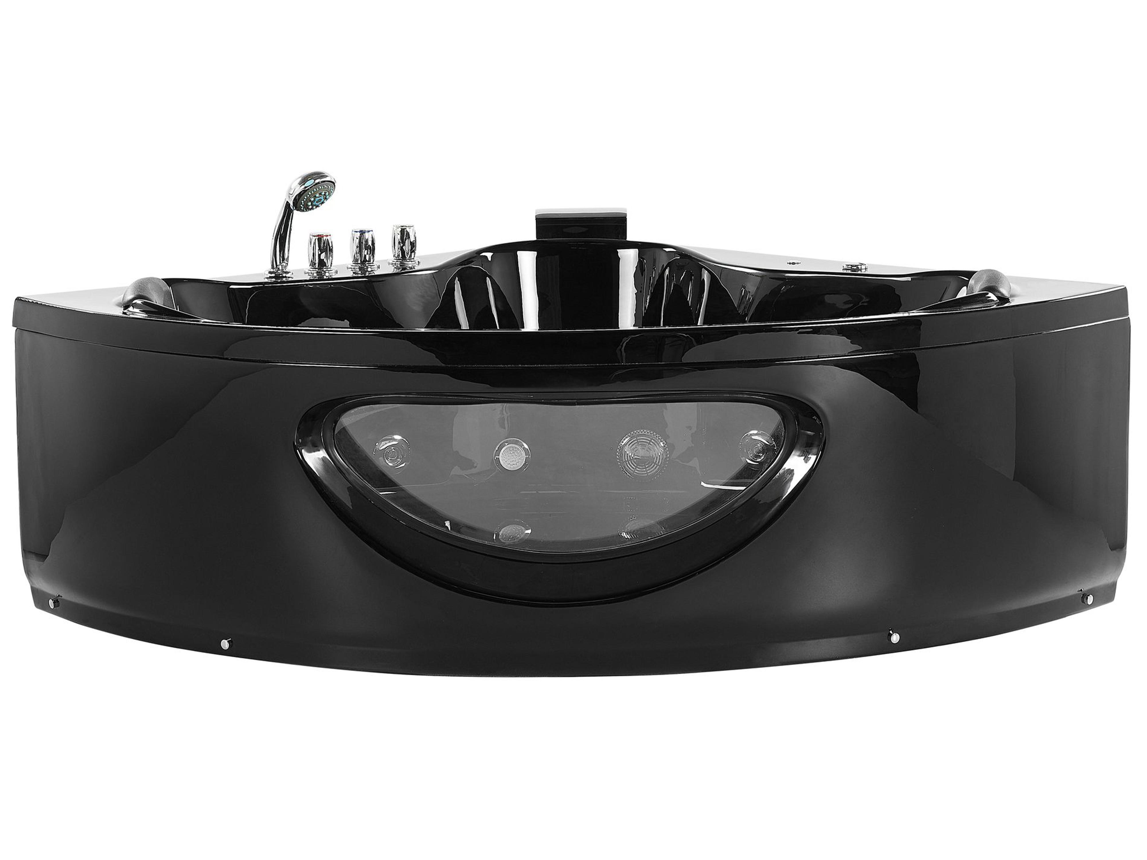 Bañera de hidromasaje LED esquinera TOCOA 190 x 138 cm Negro