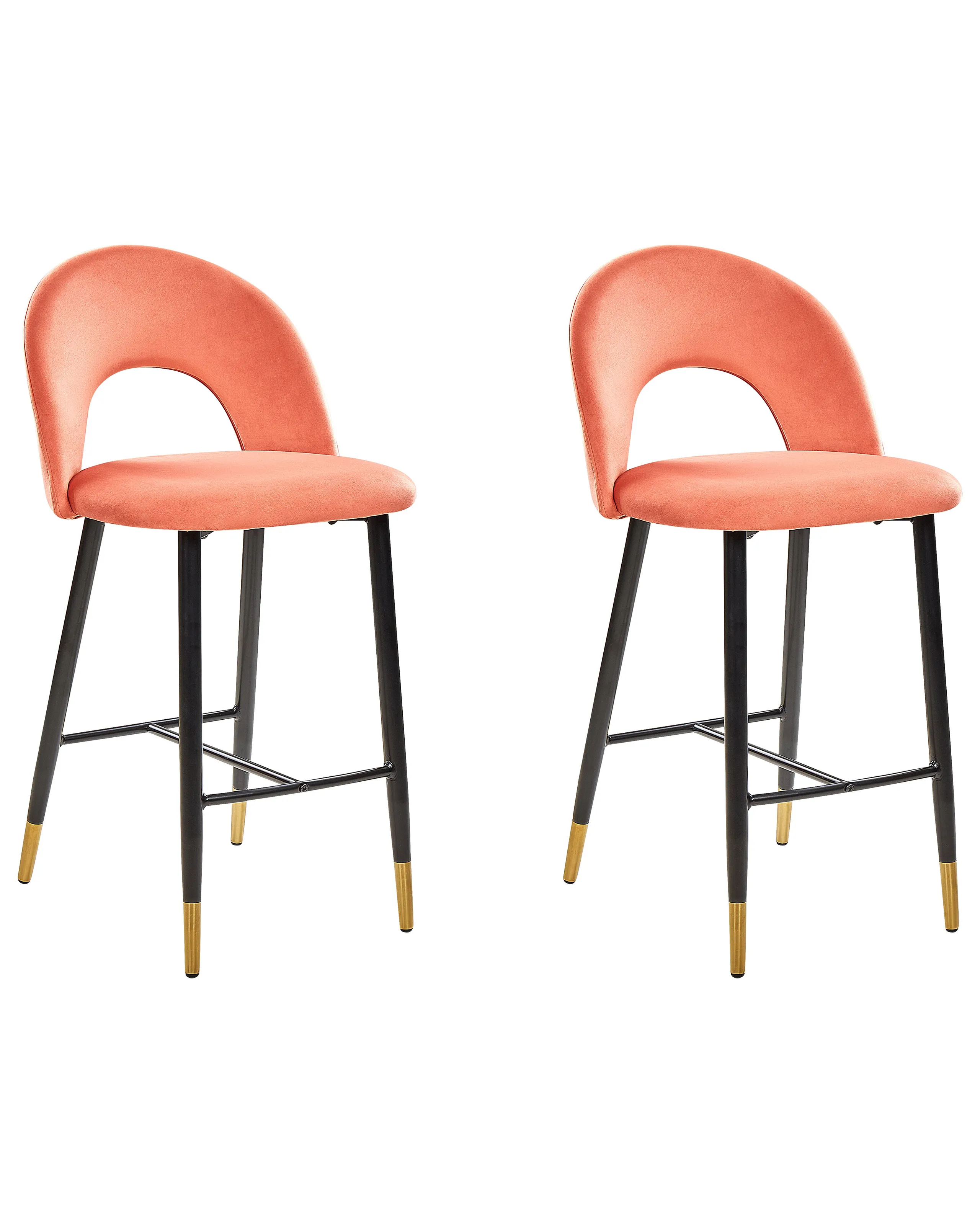Conjunto de 2 sillas de bar FALTON Terciopelo Coral