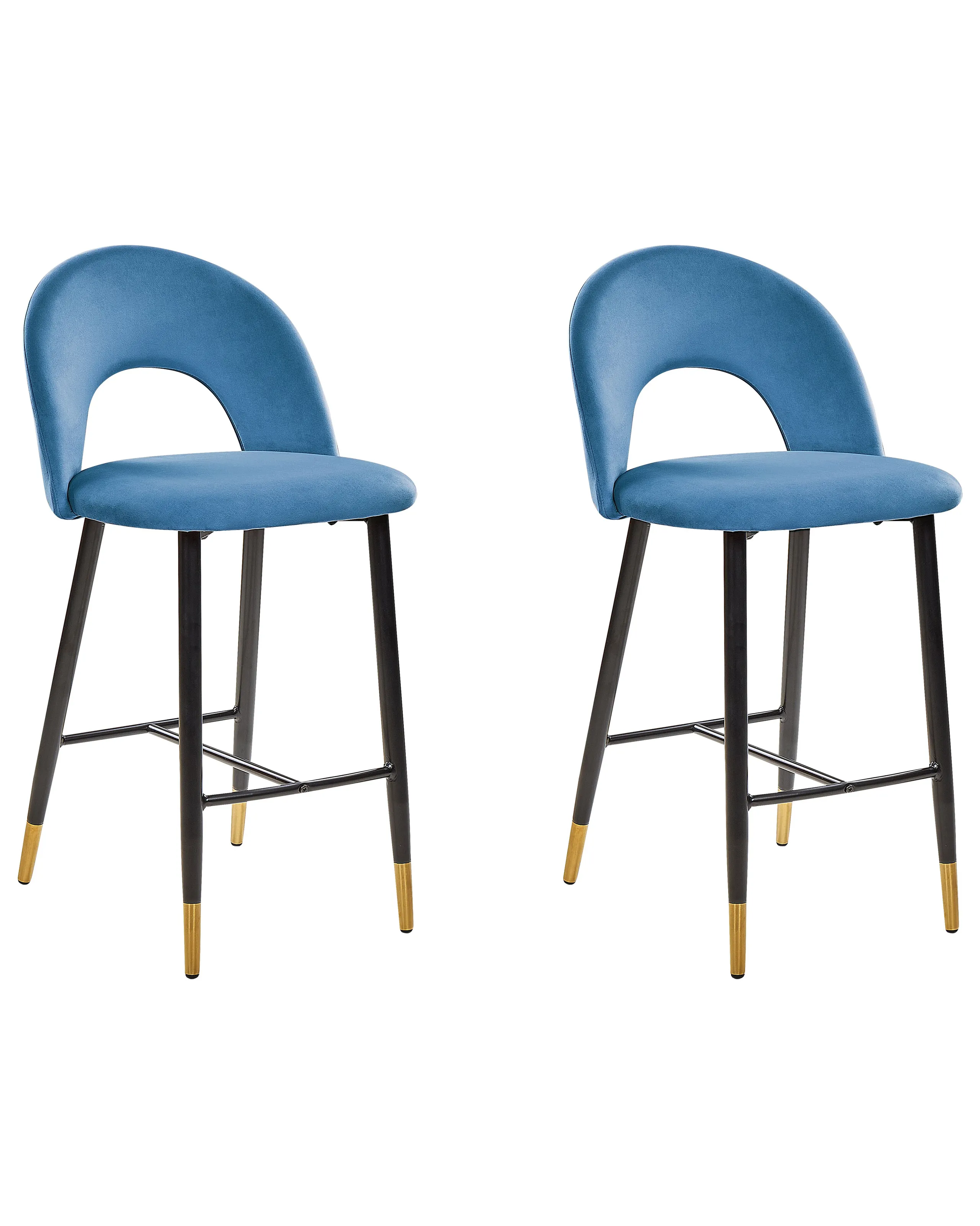 Conjunto de 2 sillas de bar FALTON Terciopelo Azul