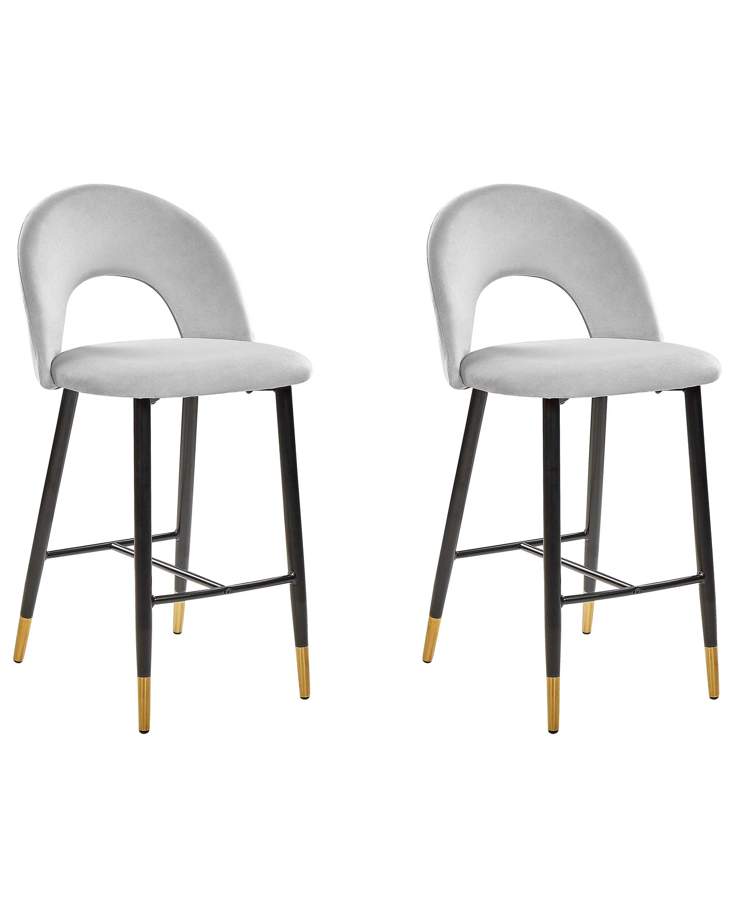 Conjunto de 2 sillas de bar FALTON Terciopelo Gris