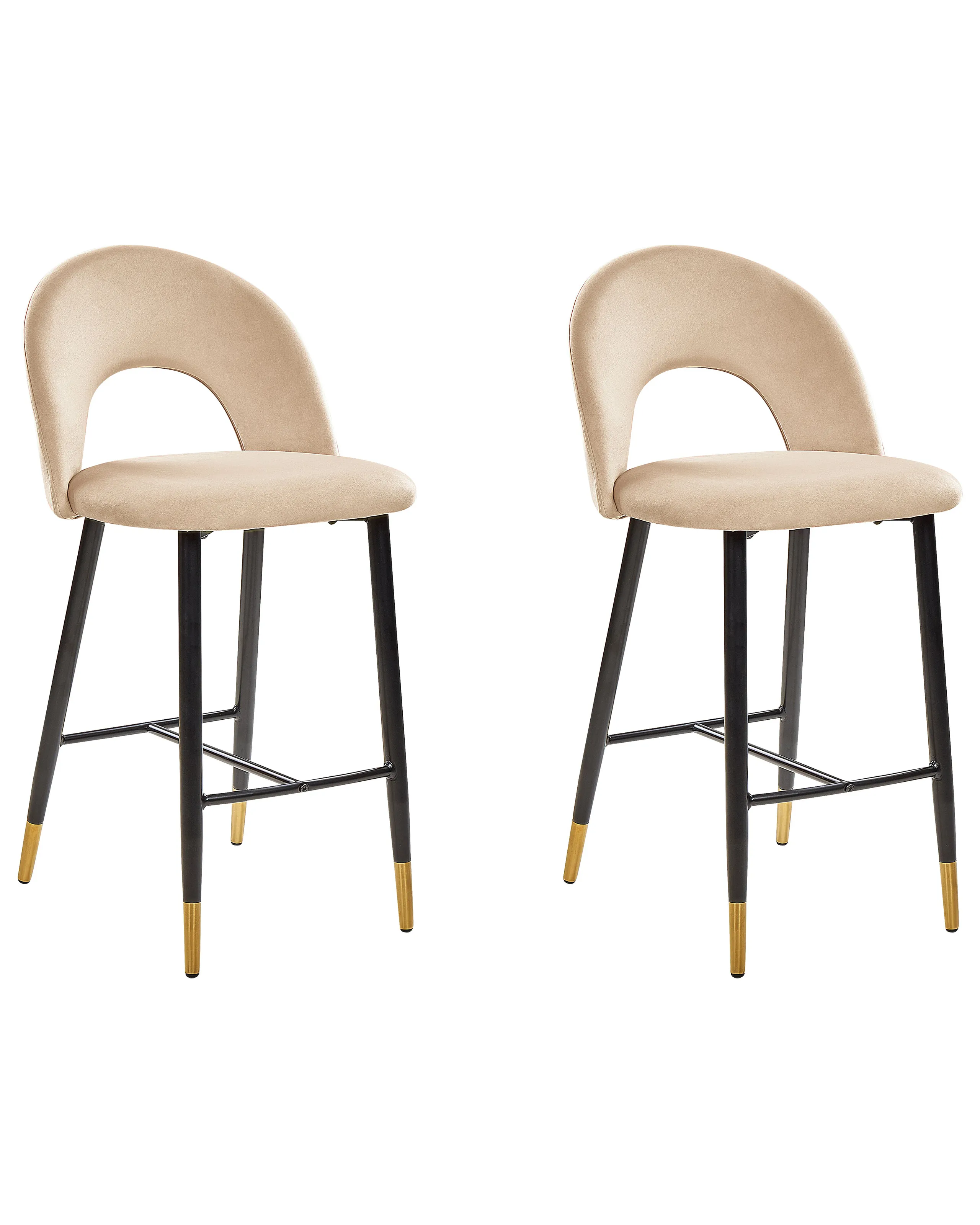 Conjunto de 2 sillas de bar FALTON Terciopelo Beige