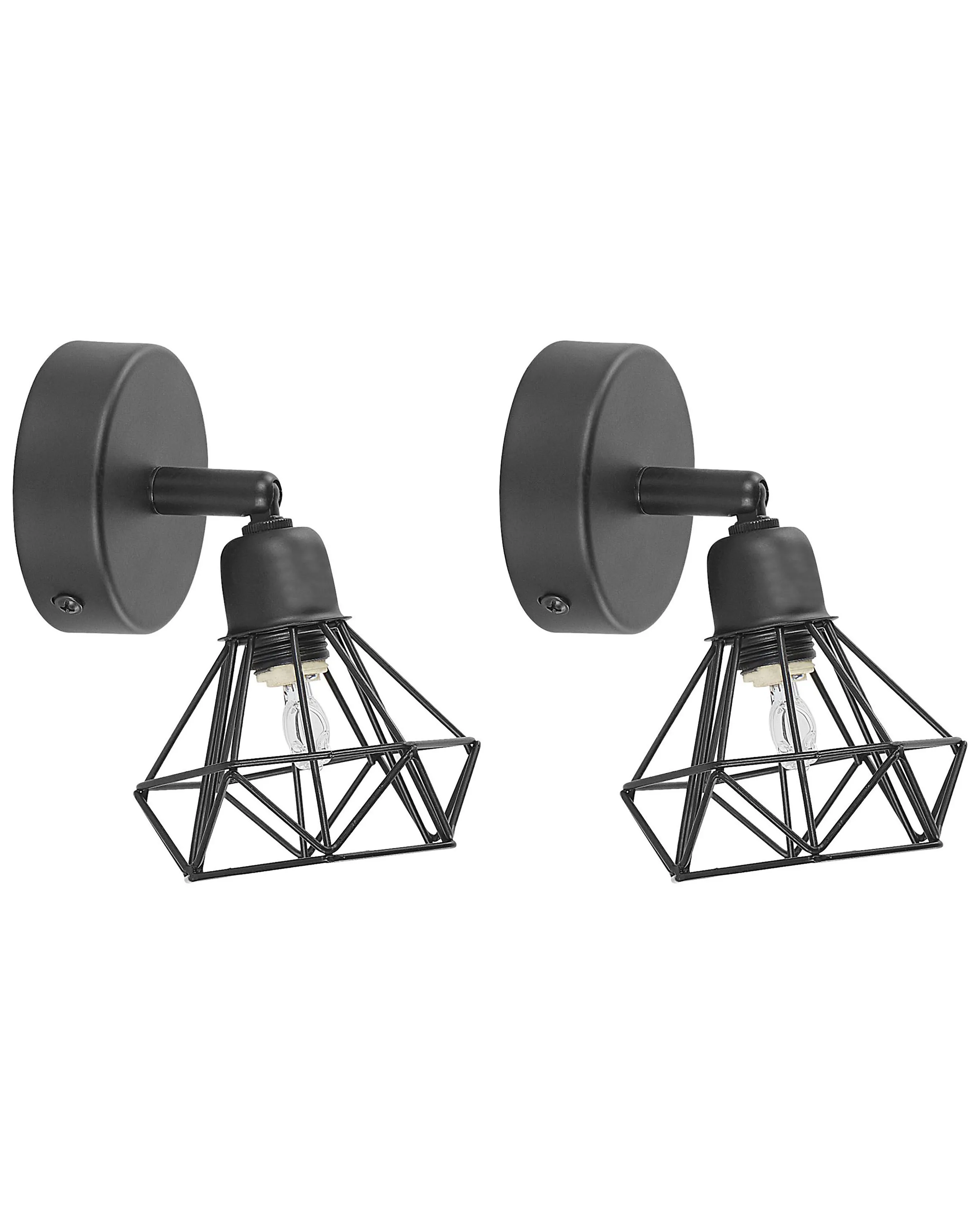 Conjunto de 2 lámparas de foco ERMA ajustable Metal Negro