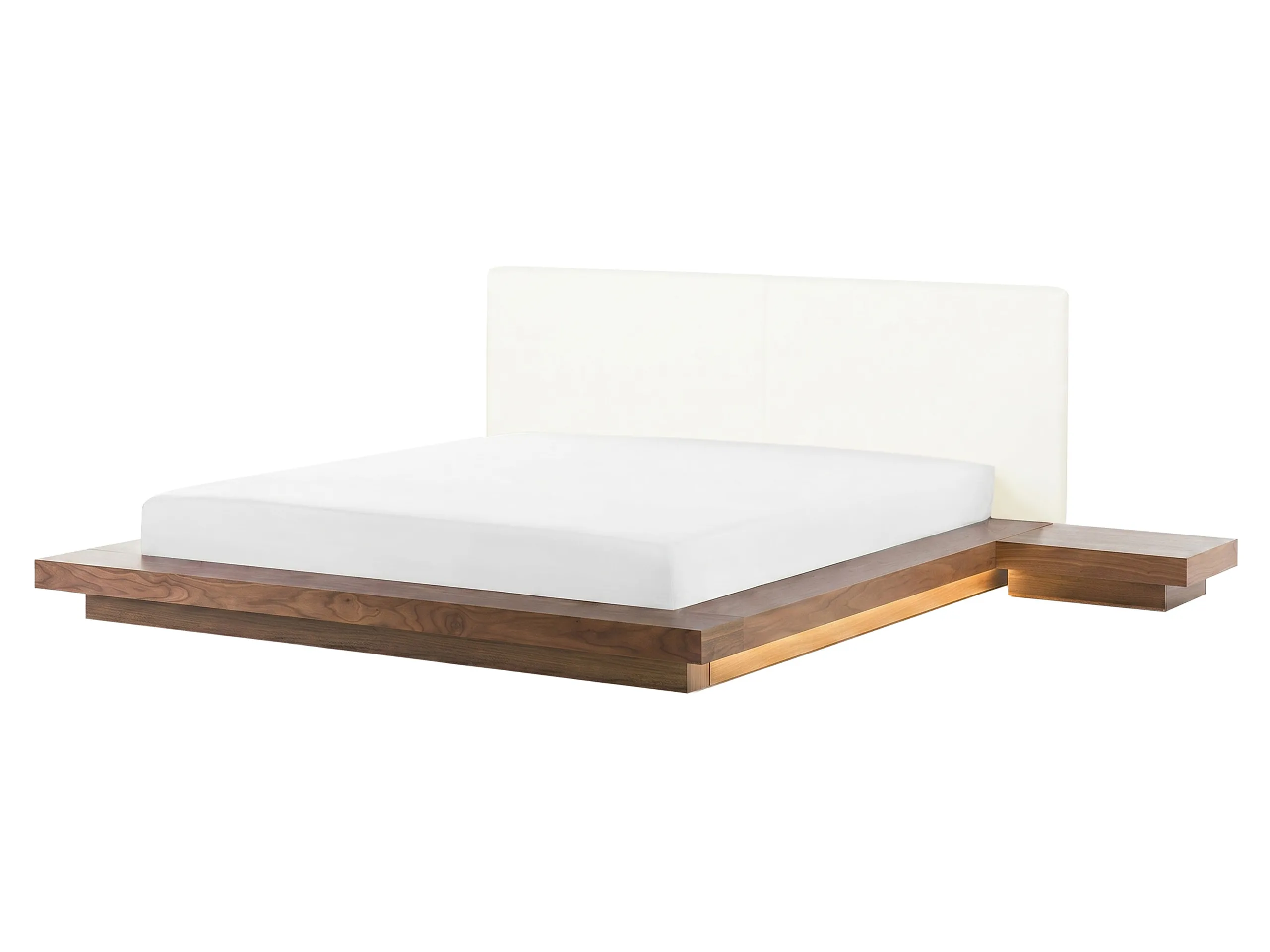 Cama LED ZEN 160 x 200 cm Fresno marrón