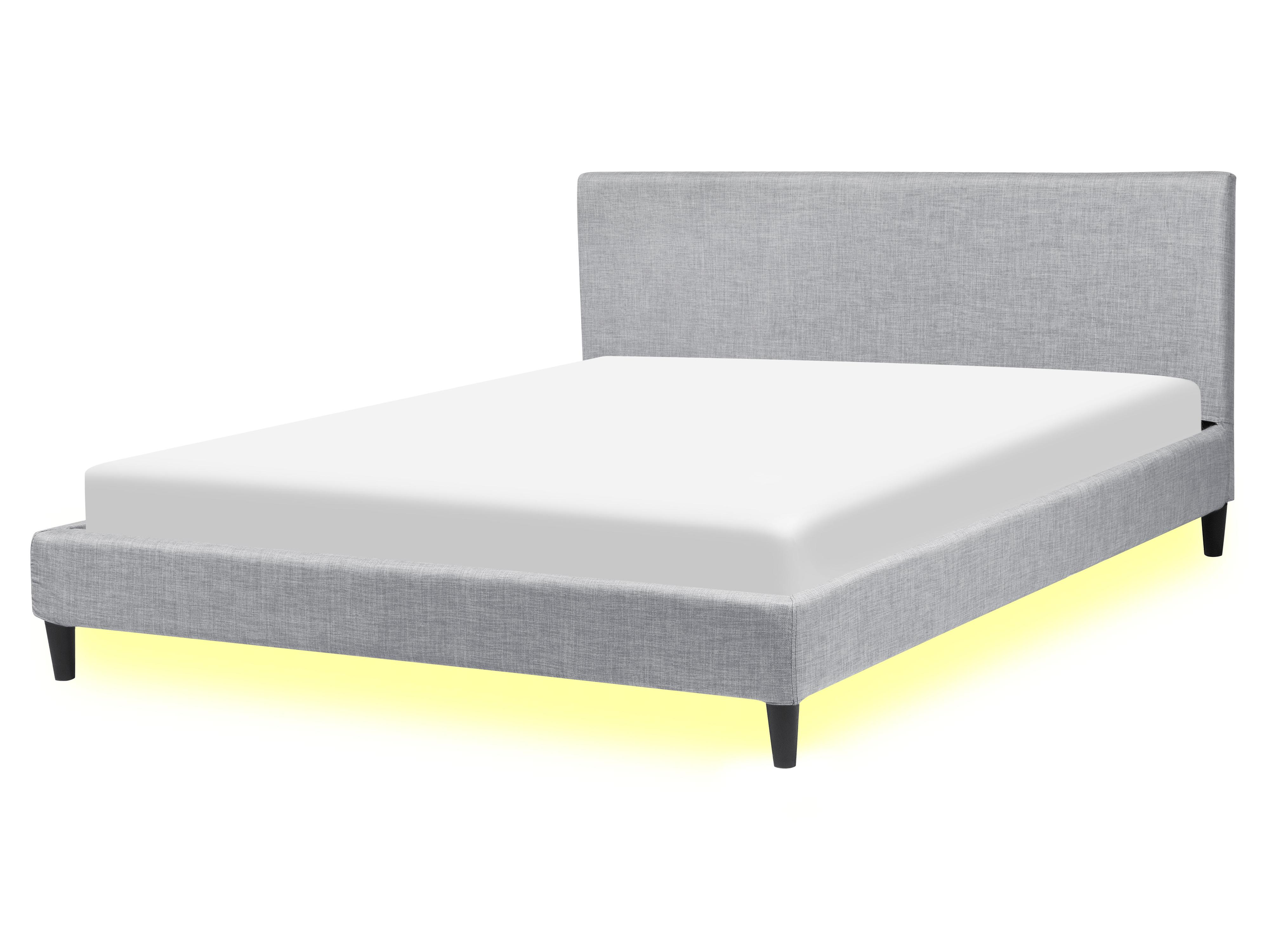 Cama LED Tela FITOU 160 x 200 cm Gris claro