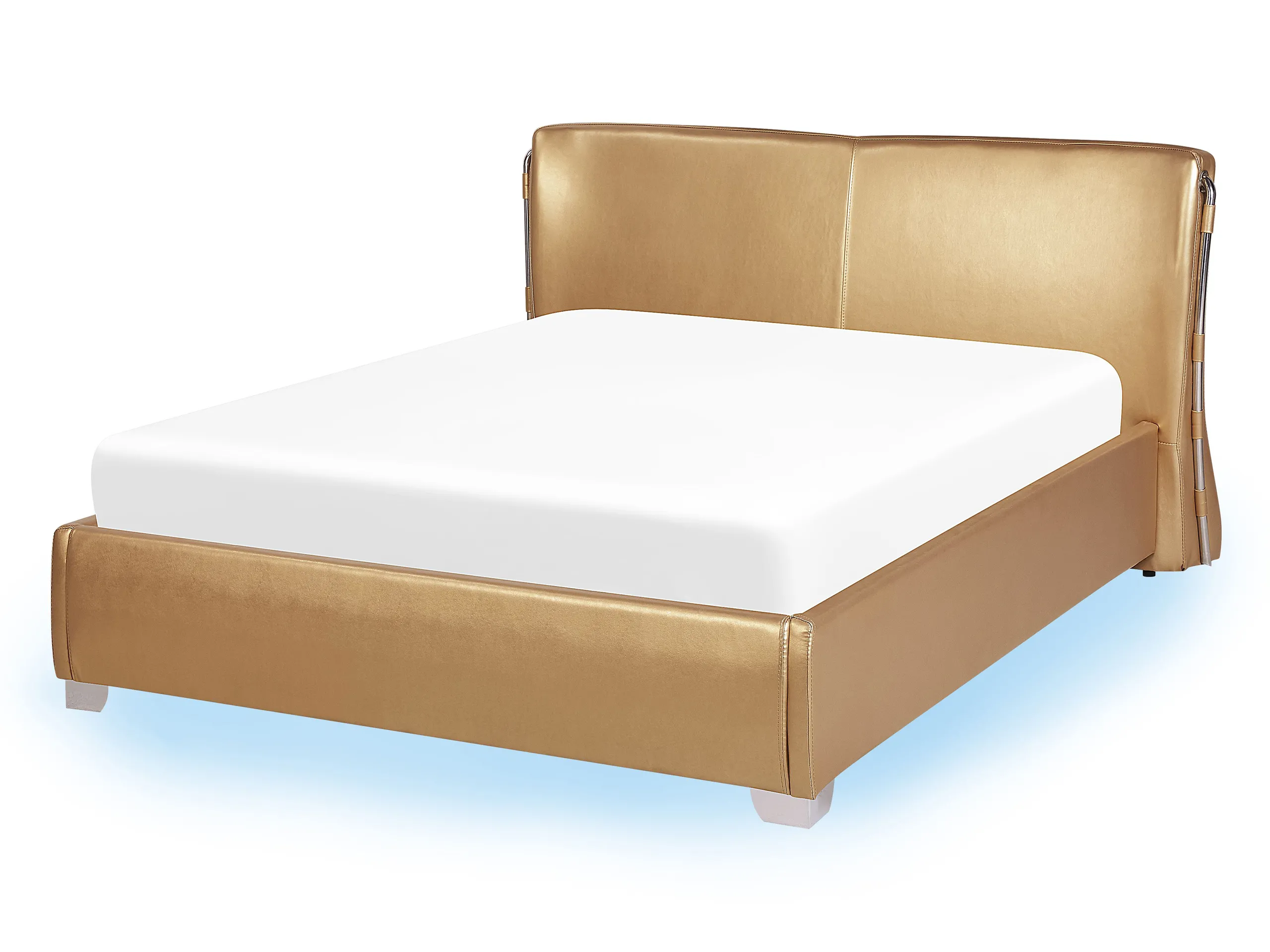 Cama LED Piel PARIS 140 x 200 cm LED Dorado