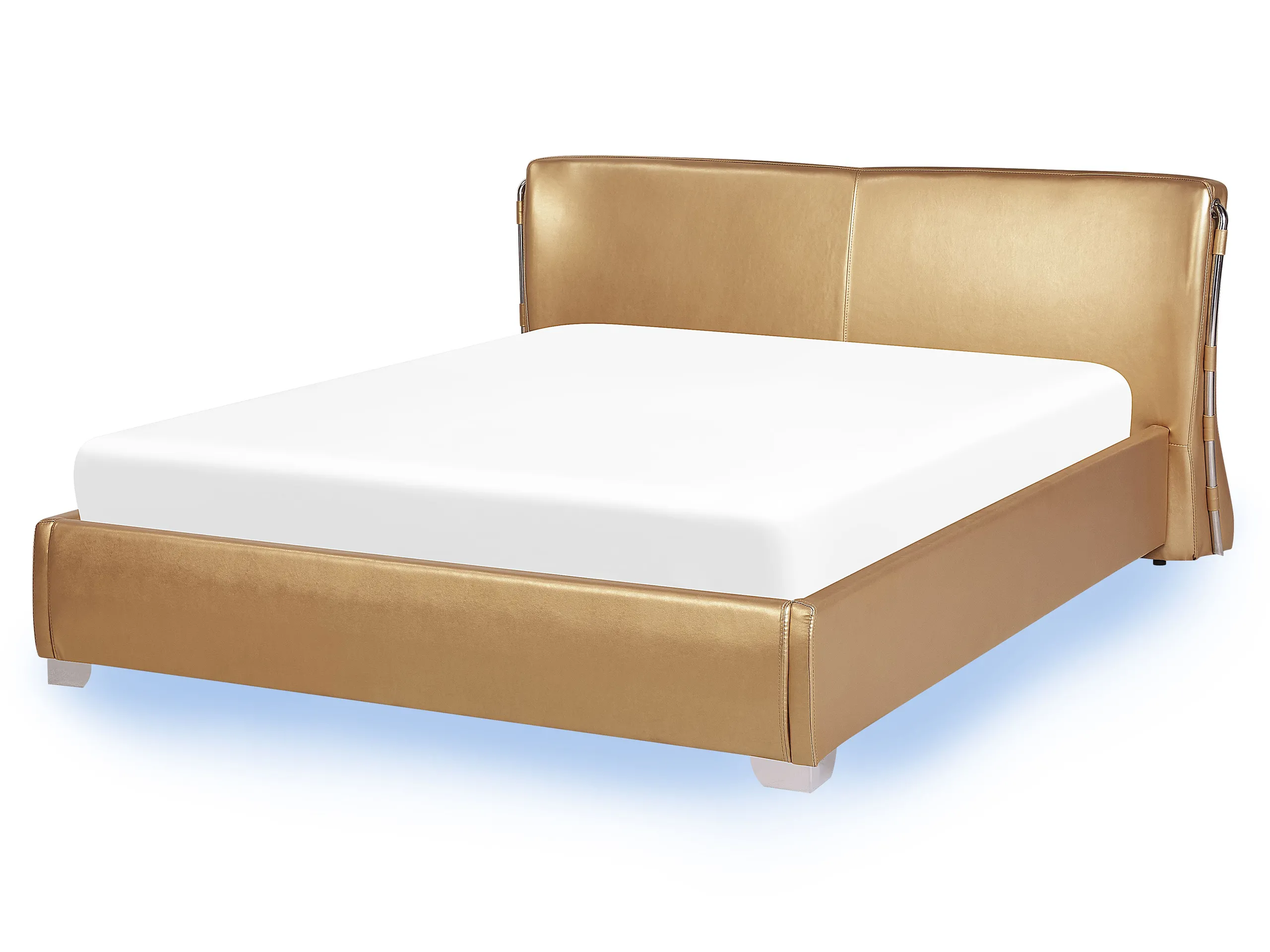 Cama LED Piel PARIS 160 x 200 cm LED Dorado