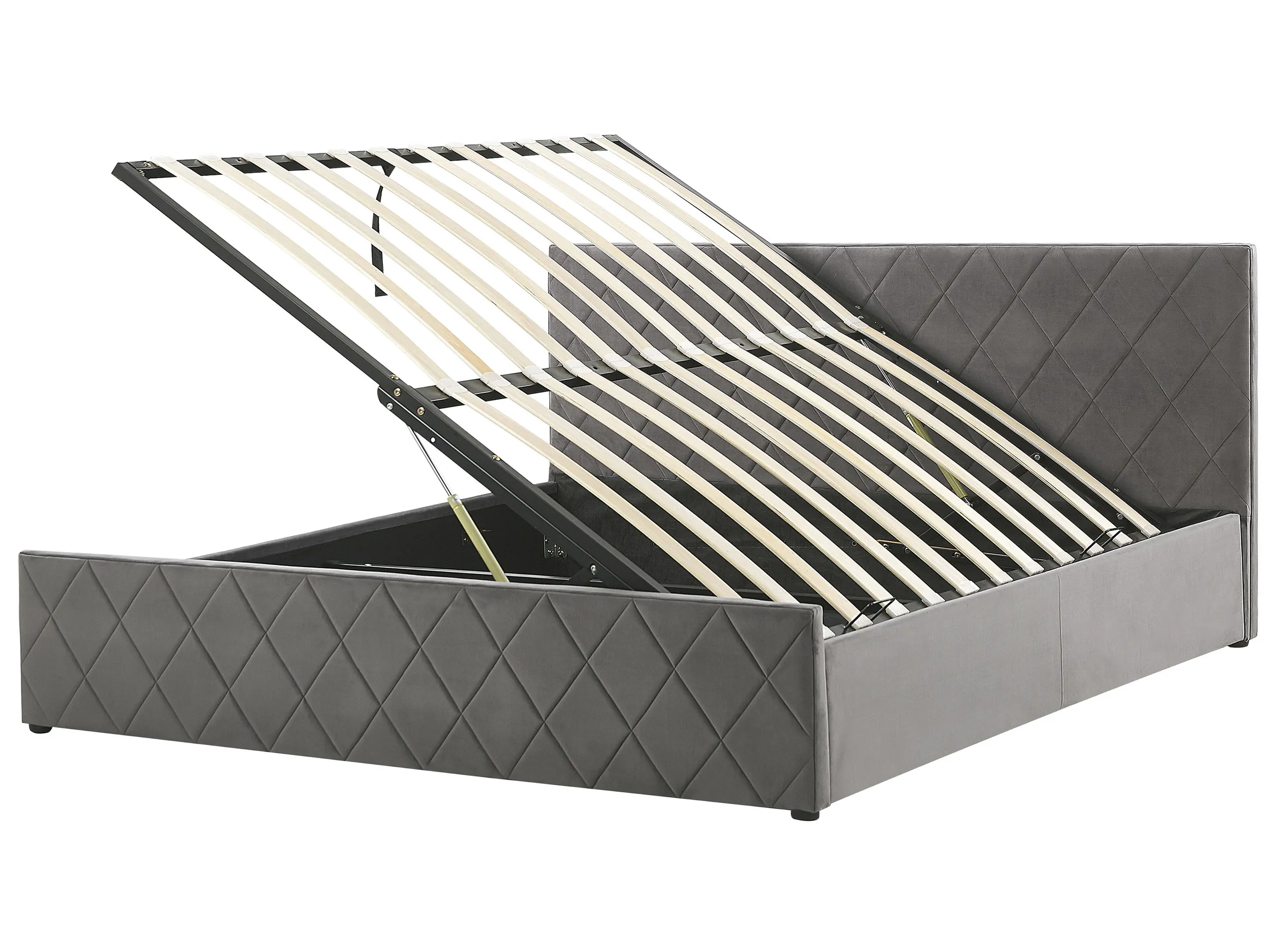Cama con almacenaje Terciopelo ROCHEFORT 180 x 200 cm Gris