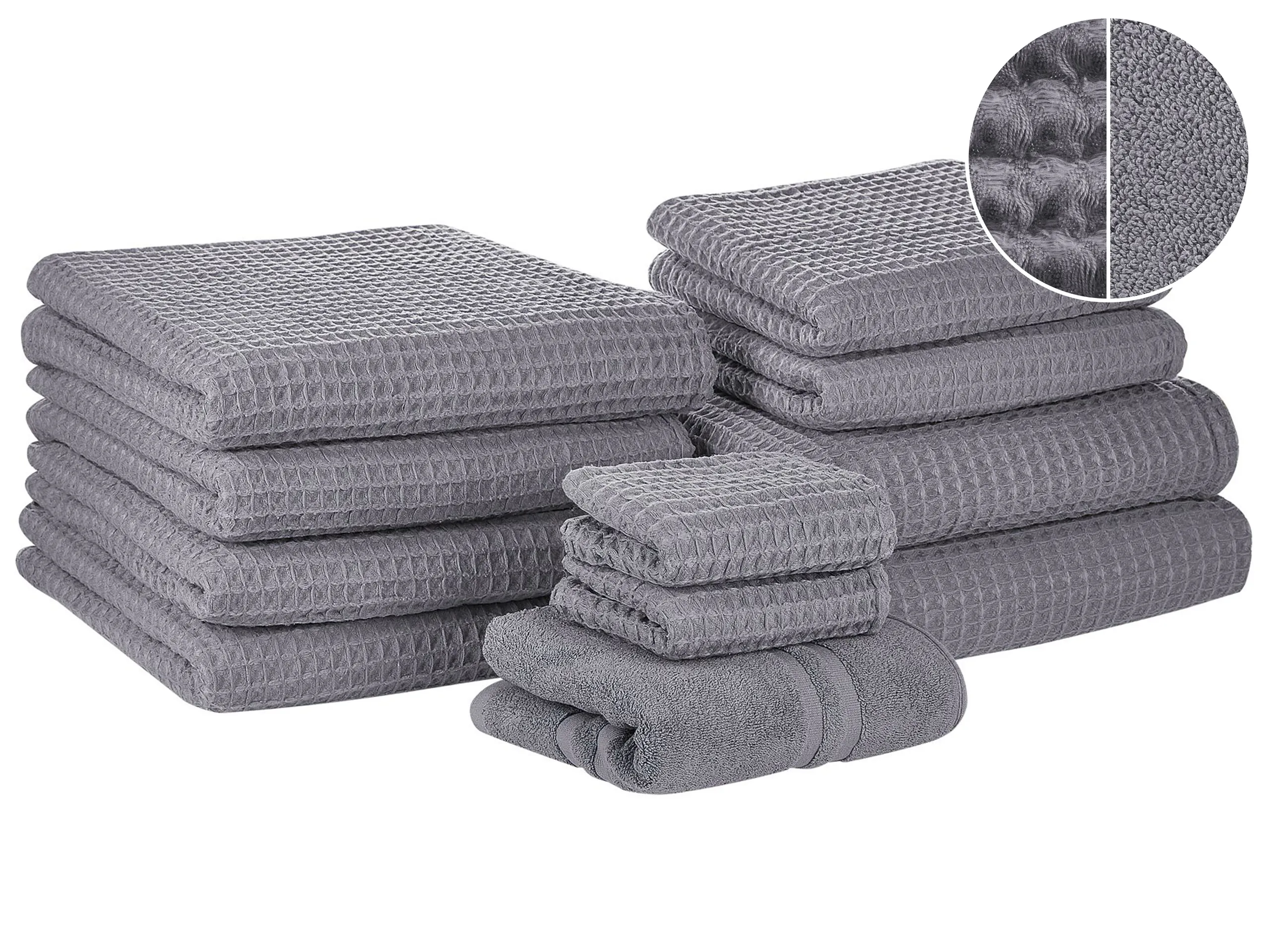 Conjunto de 11 toallas AREORA Algodón Gris claro