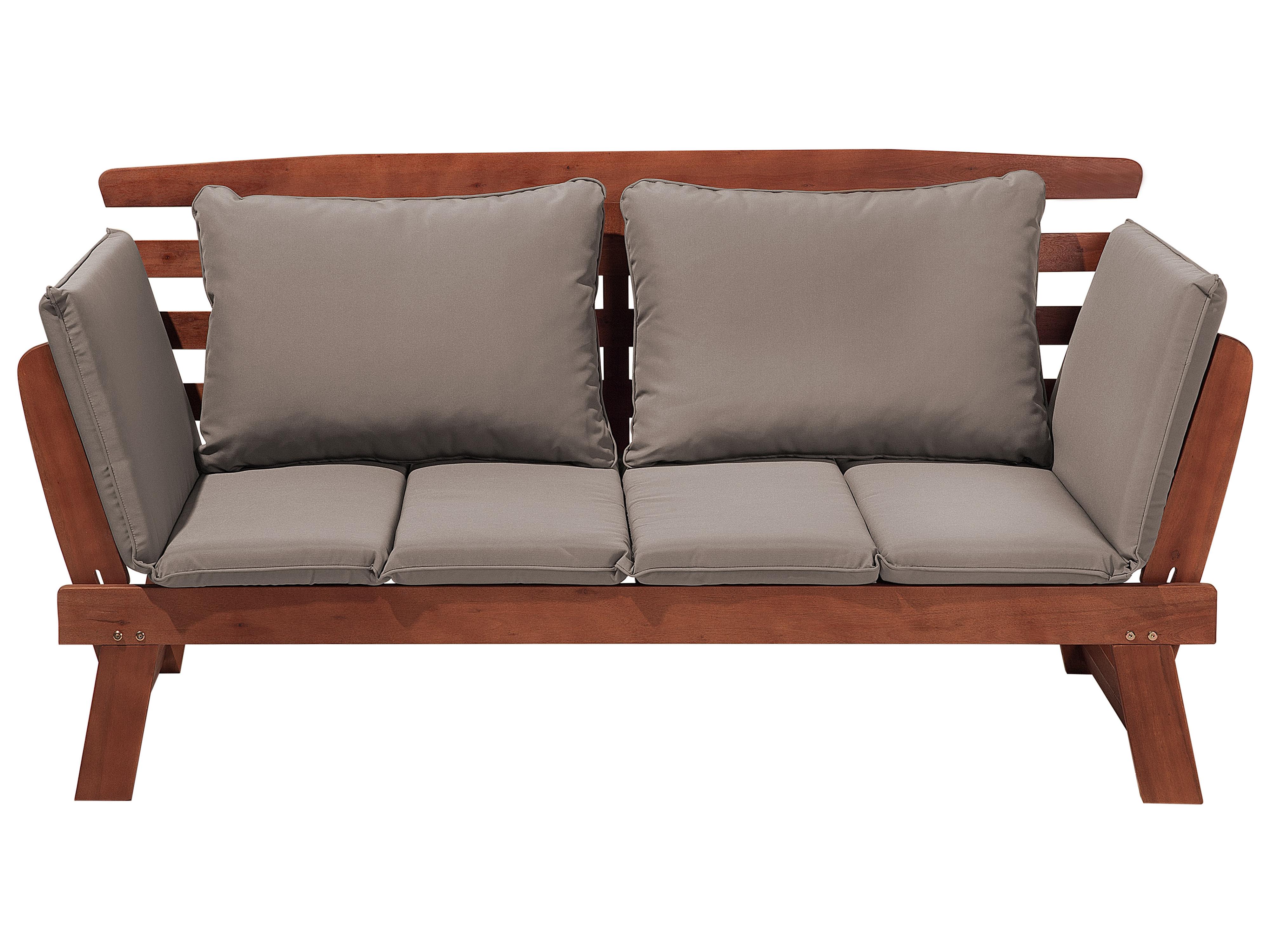 Banco de jardín con cojín PORTICI 210 cm Madera de eucalipto Marrón oscuro/Gris pardo