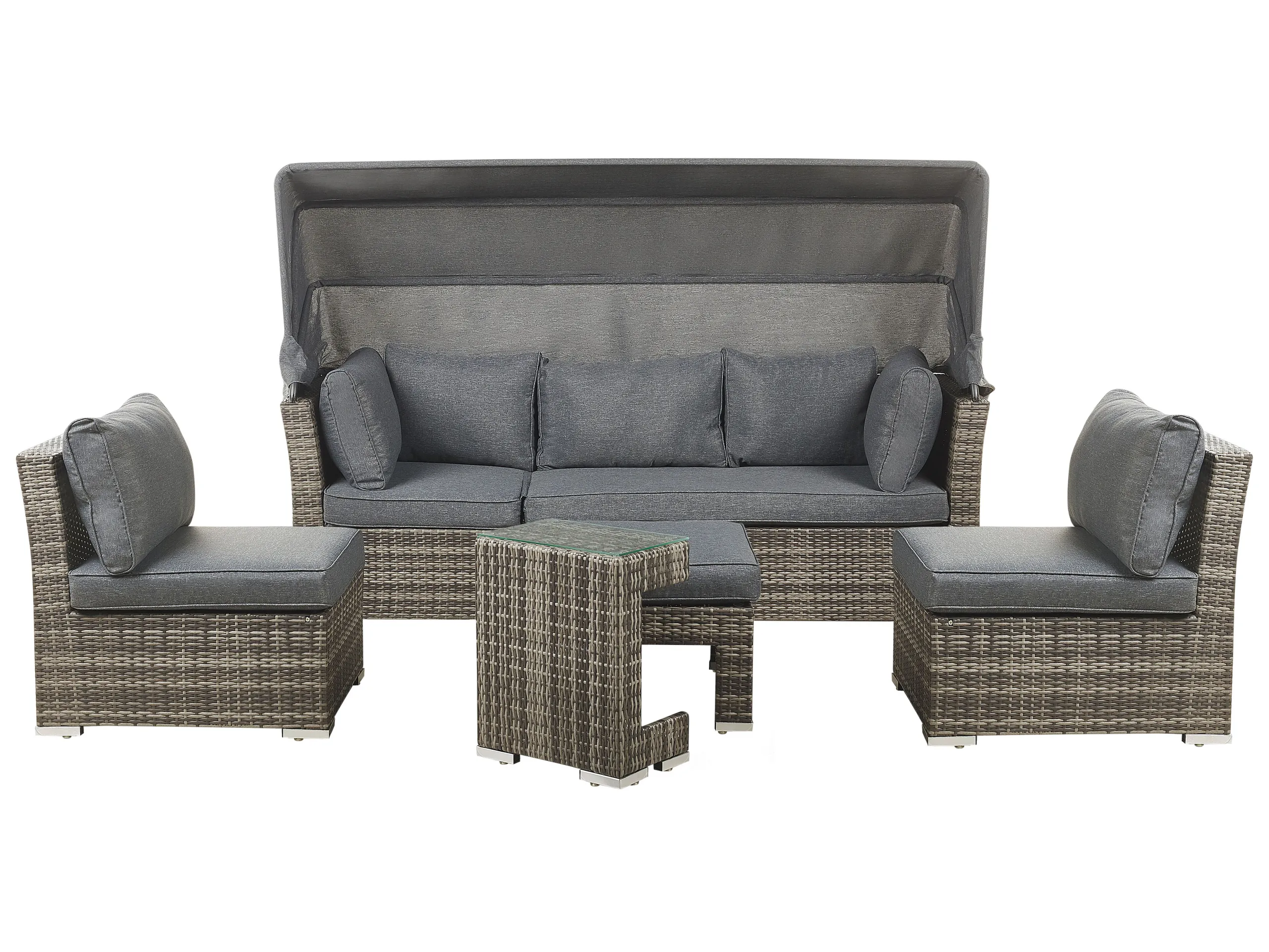 Garden Lounge Set with Table 6 Seater CORTE Modular PE Rattan Dark Brown