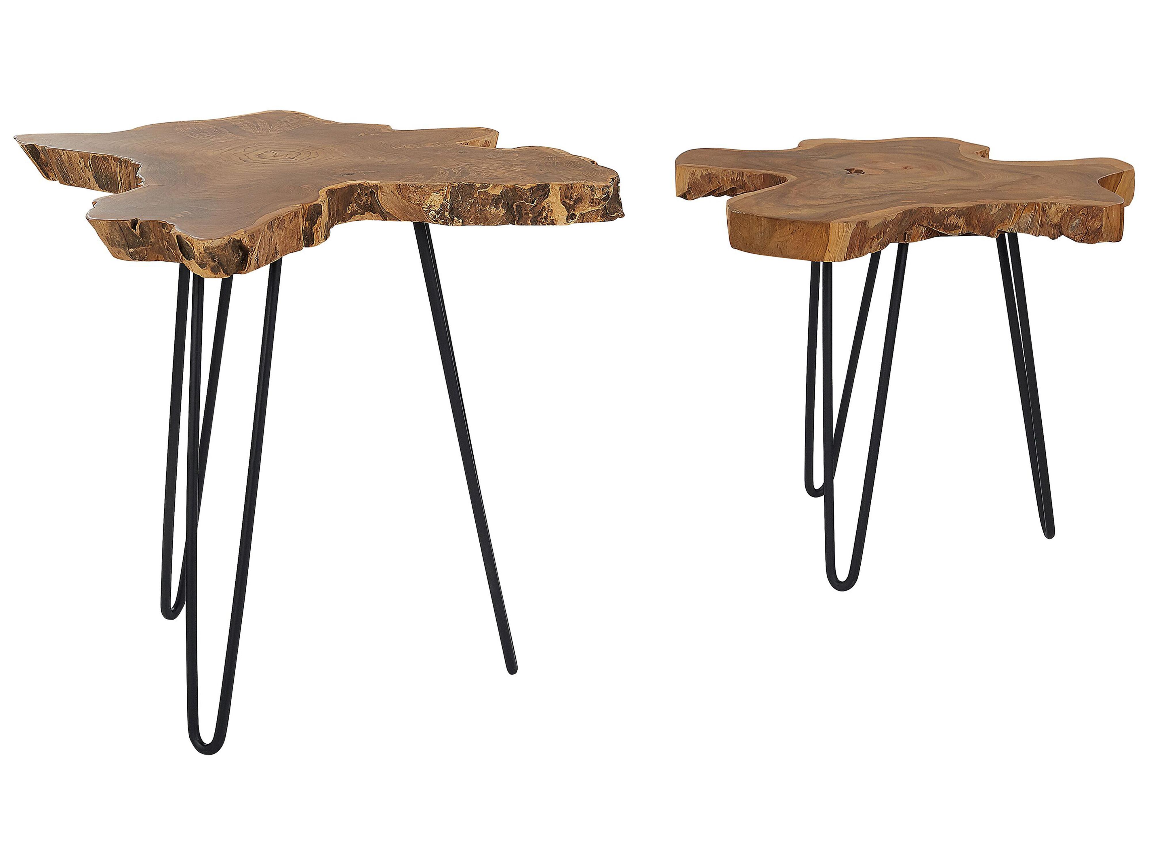Conjunto de 2 mesas auxiliares CAMROSE Madera de teca Marrón oscuro