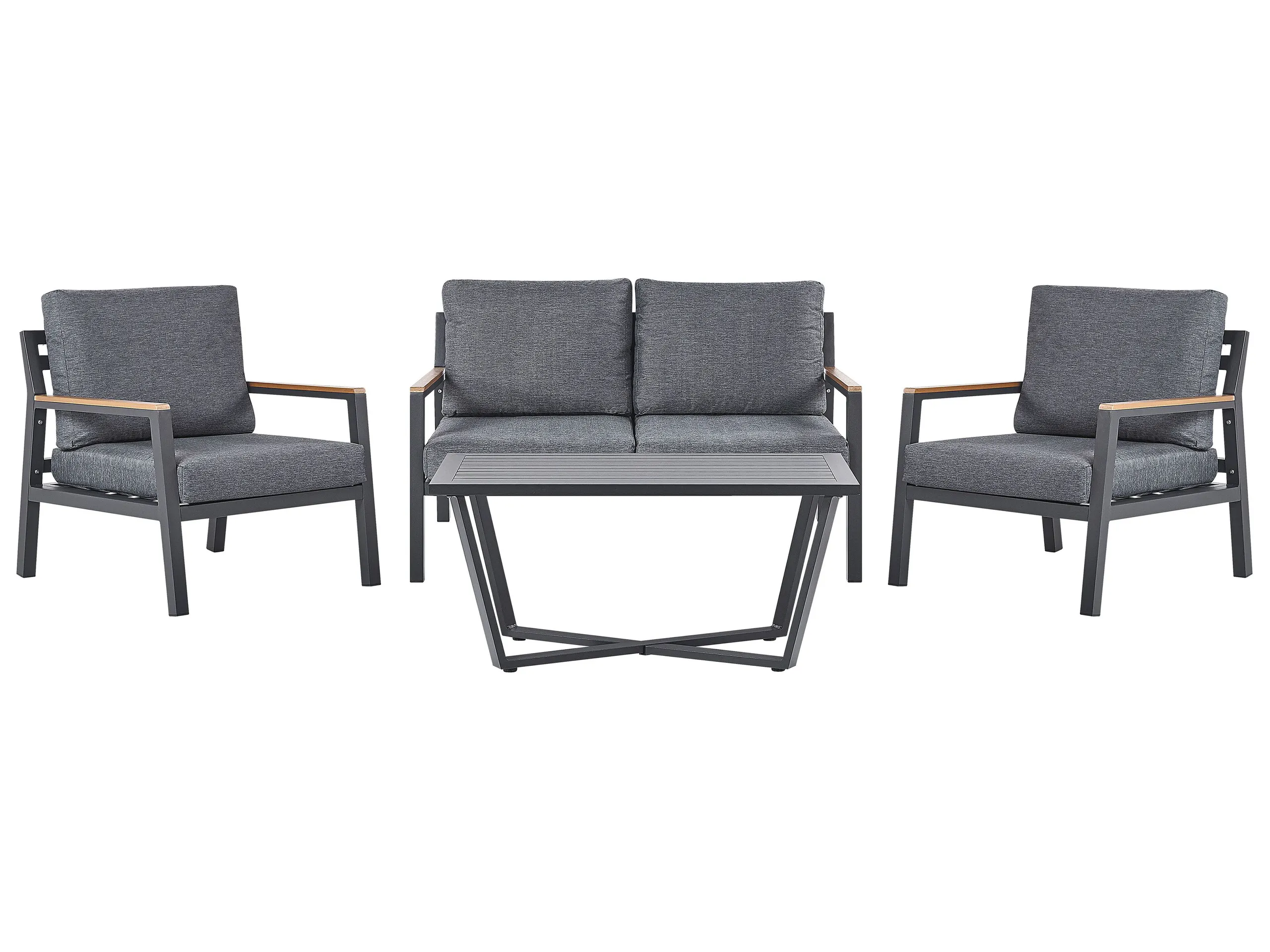 Garden Lounge Set with Table 4 Seater DELIA Metal Grey