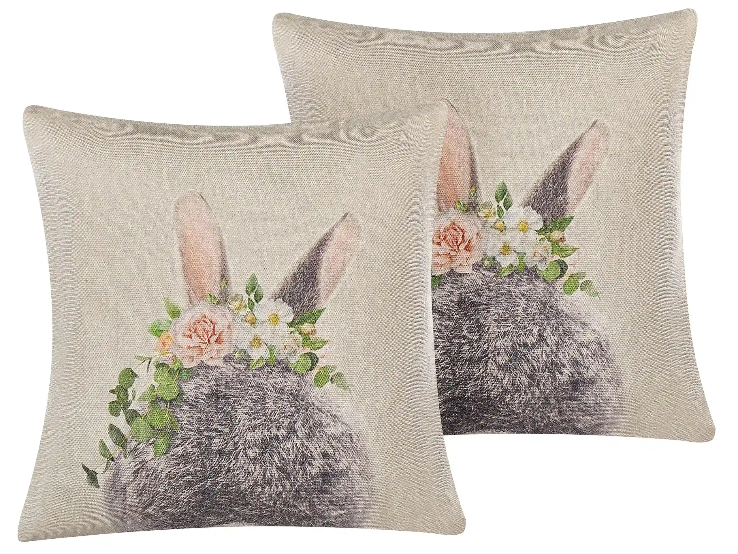 Conjunto de 2 cojines decorativos FATSIA Algodón 45 x 45 cm Gris pardo