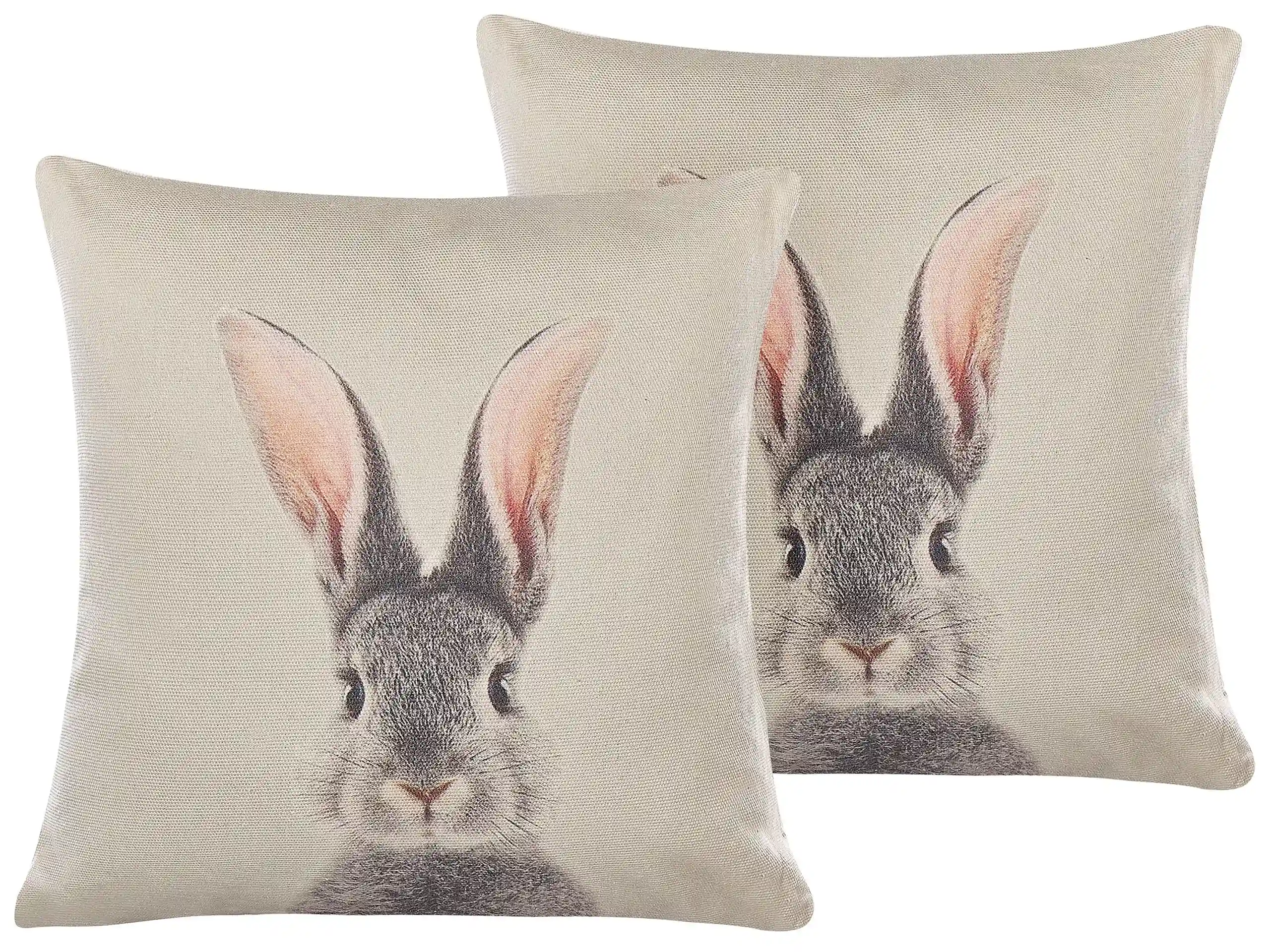 Conjunto de 2 cojines decorativos QUERCUS 45 x 45 cm Gris pardo Patrón animal