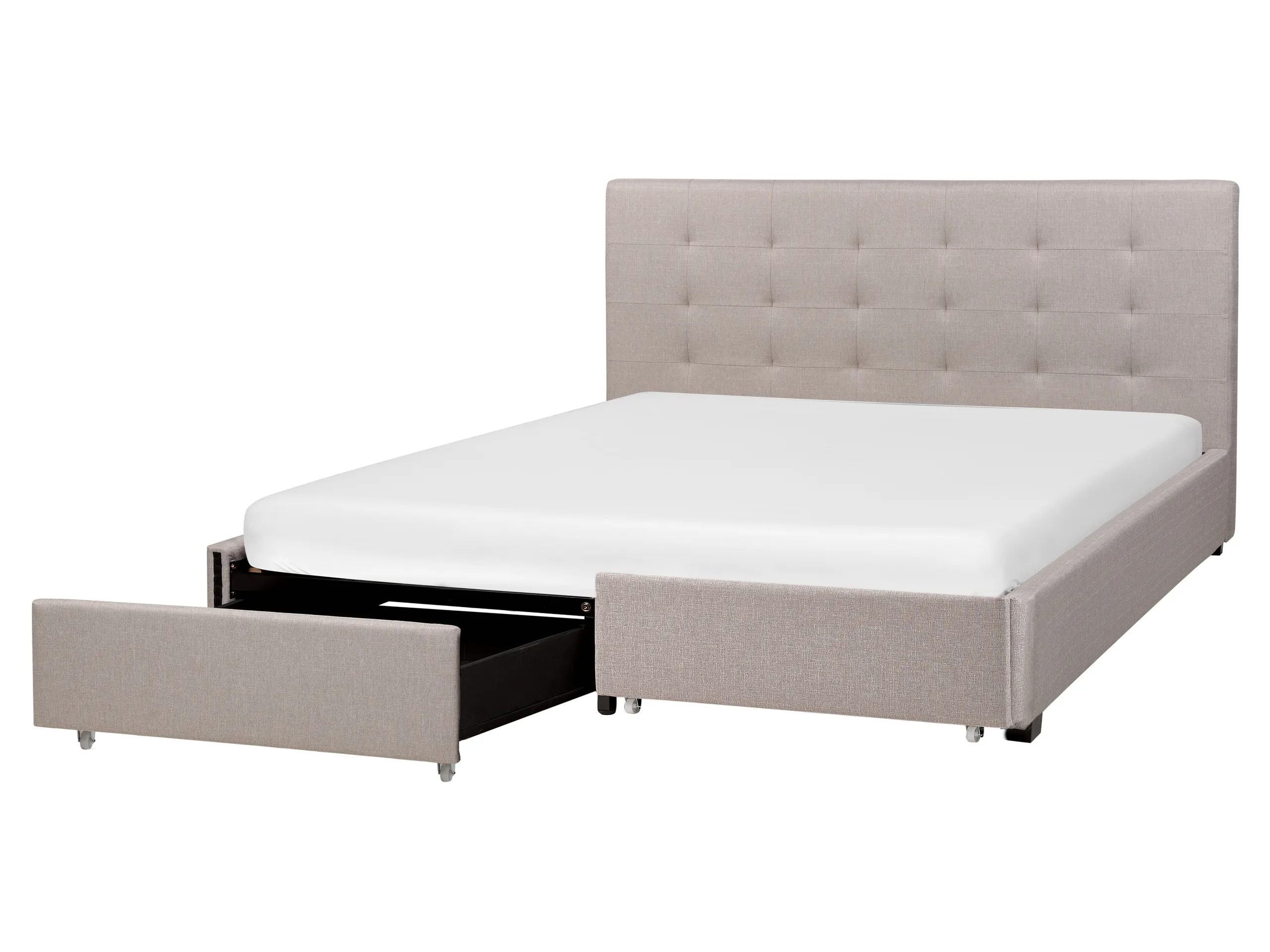 Cama con cajones Tela LA ROCHELLE 160 x 200 cm Gris claro