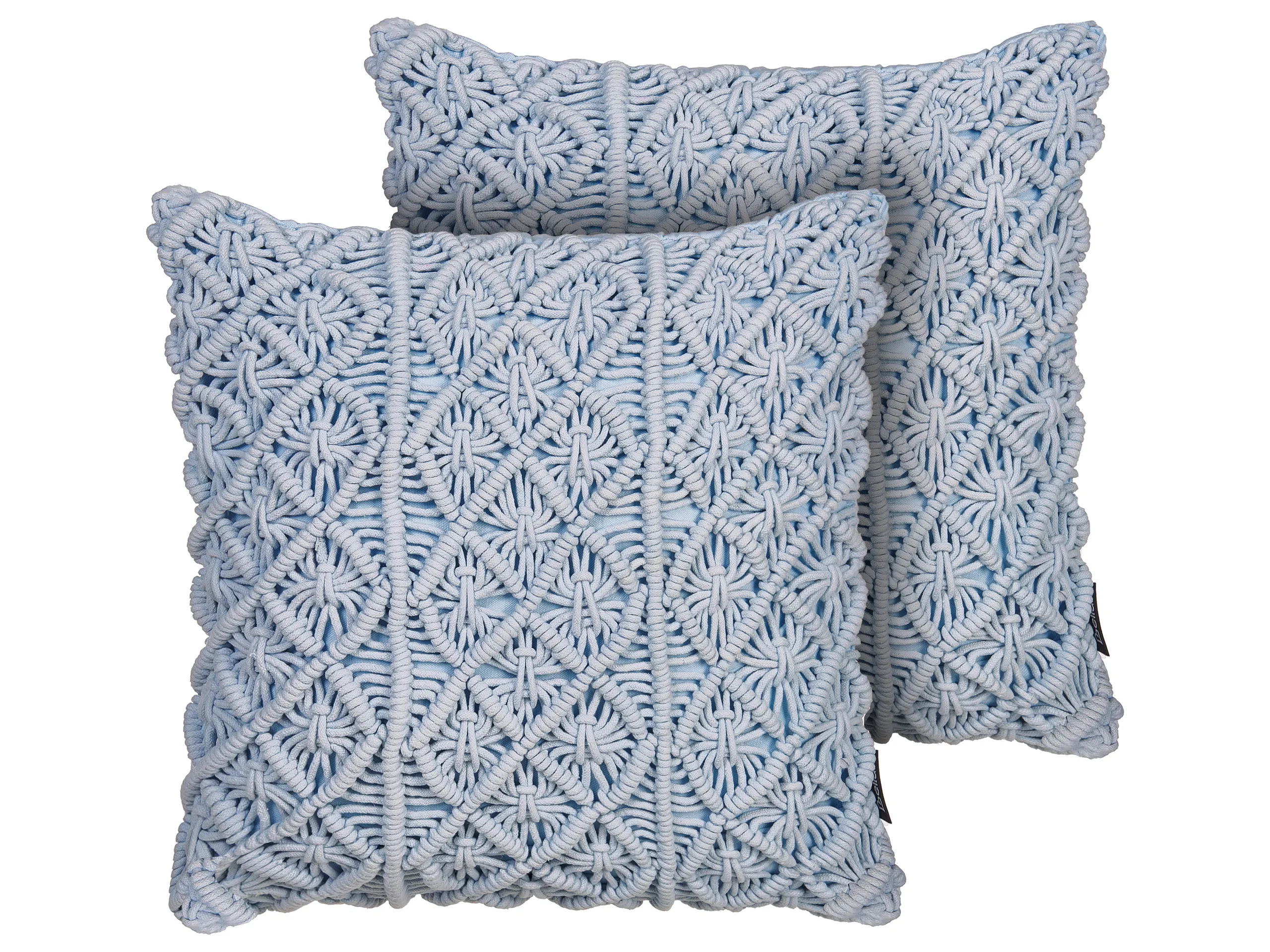 Conjunto de 2 cojines decorativos GOREME Bouclé 45 x 45 cm Azul Patrón geométrico