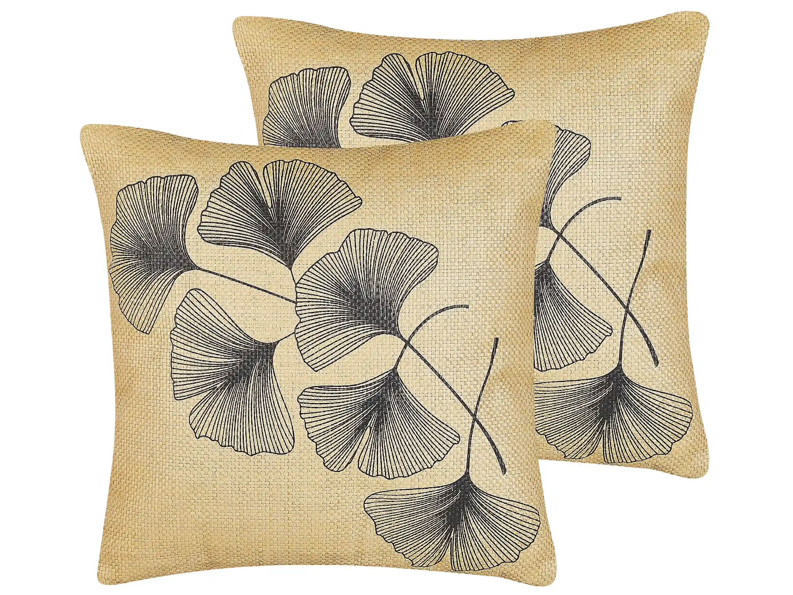 Conjunto de 2 cojines decorativos WAKAD 45 x 45 cm Beige Patrón de plantas