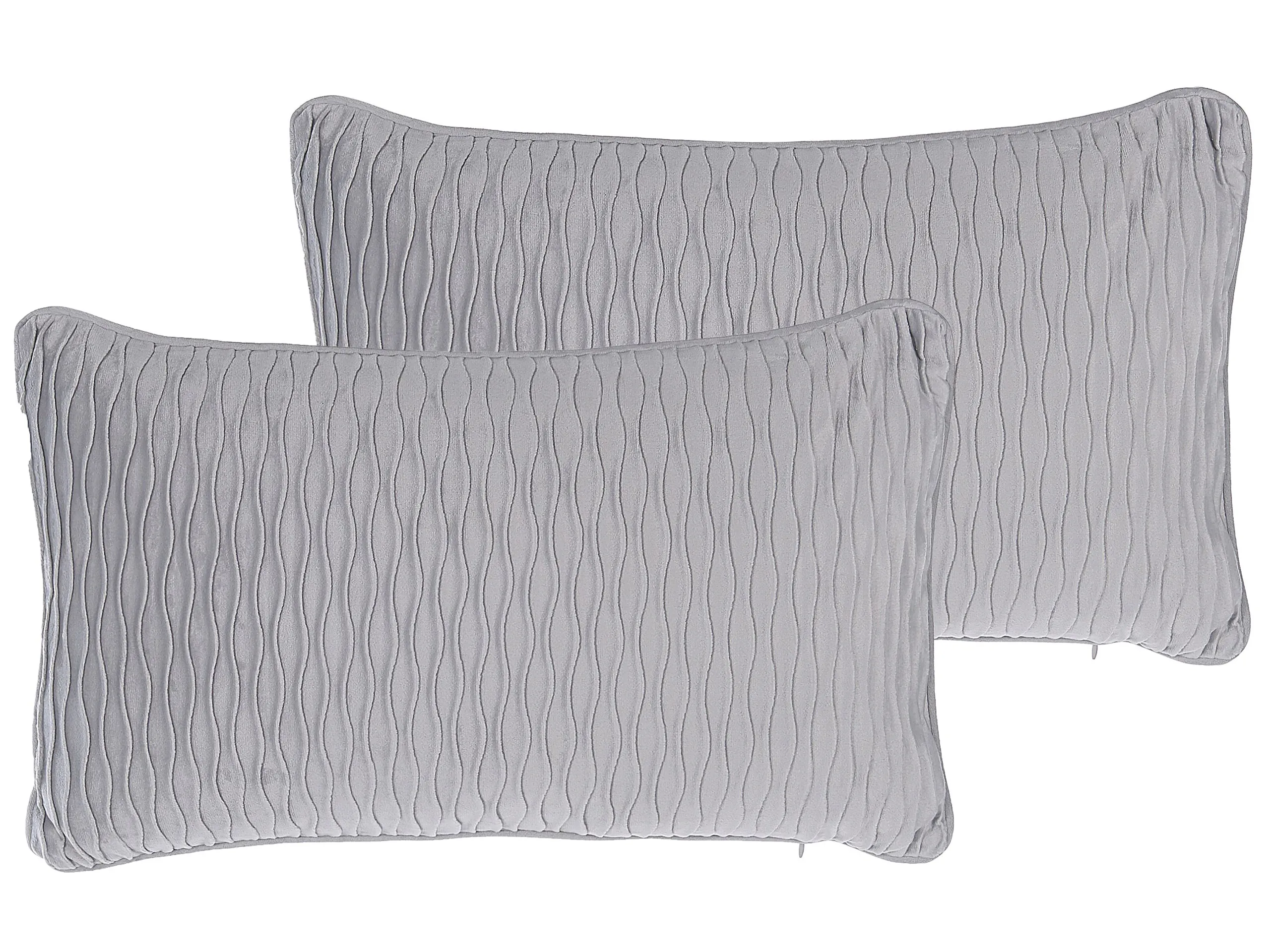 Conjunto de 2 cojines decorativos MOTARI Terciopelo 30 x 50 cm Gris Patrón geométrico