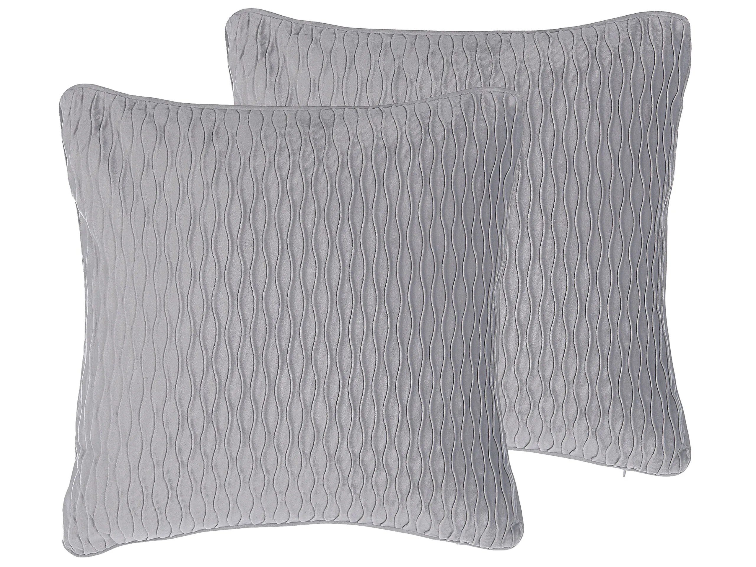 Conjunto de 2 cojines decorativos MOTARI Terciopelo 45 x 45 cm Gris Patrón geométrico