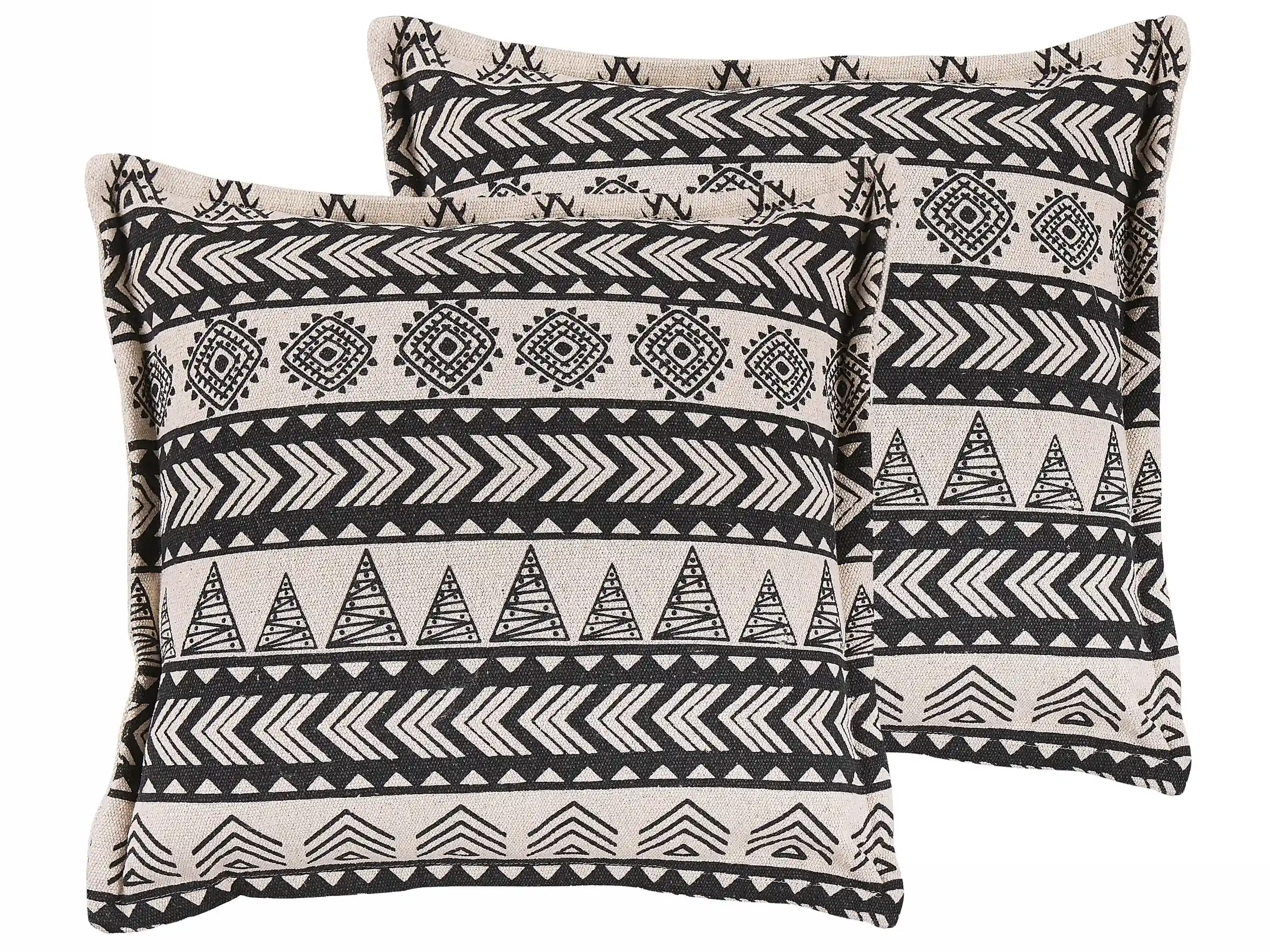 Conjunto de 2 cojines decorativos HENTEPE Algodón 45 x 45 cm Negro Patrón geométrico