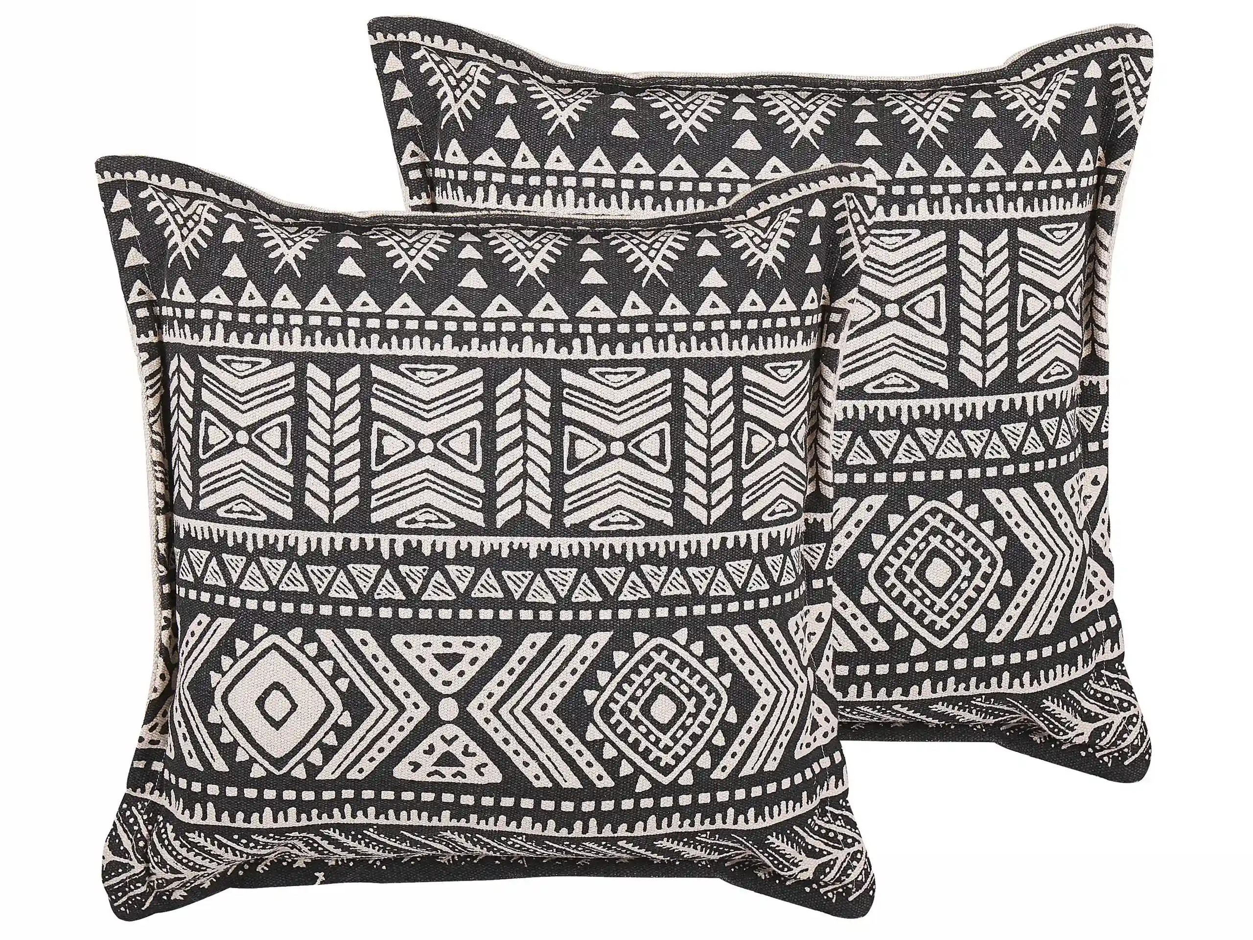 Conjunto de 2 cojines decorativos SIRVAN Algodón 45 x 45 cm Negro Patrón geométrico