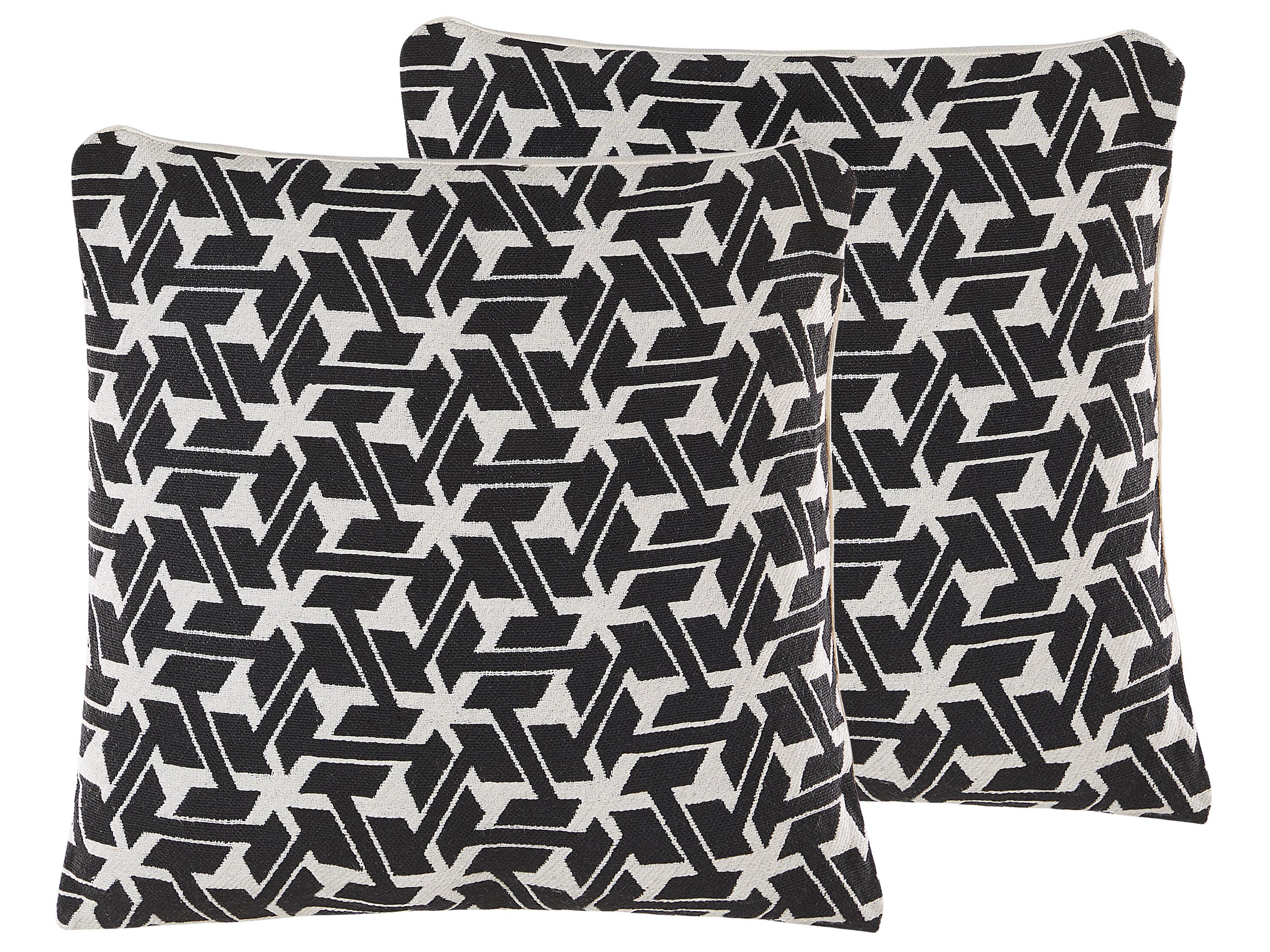 Conjunto de 2 cojines decorativos ANDIRIN Algodón 45 x 45 cm Negro Patrón geométrico