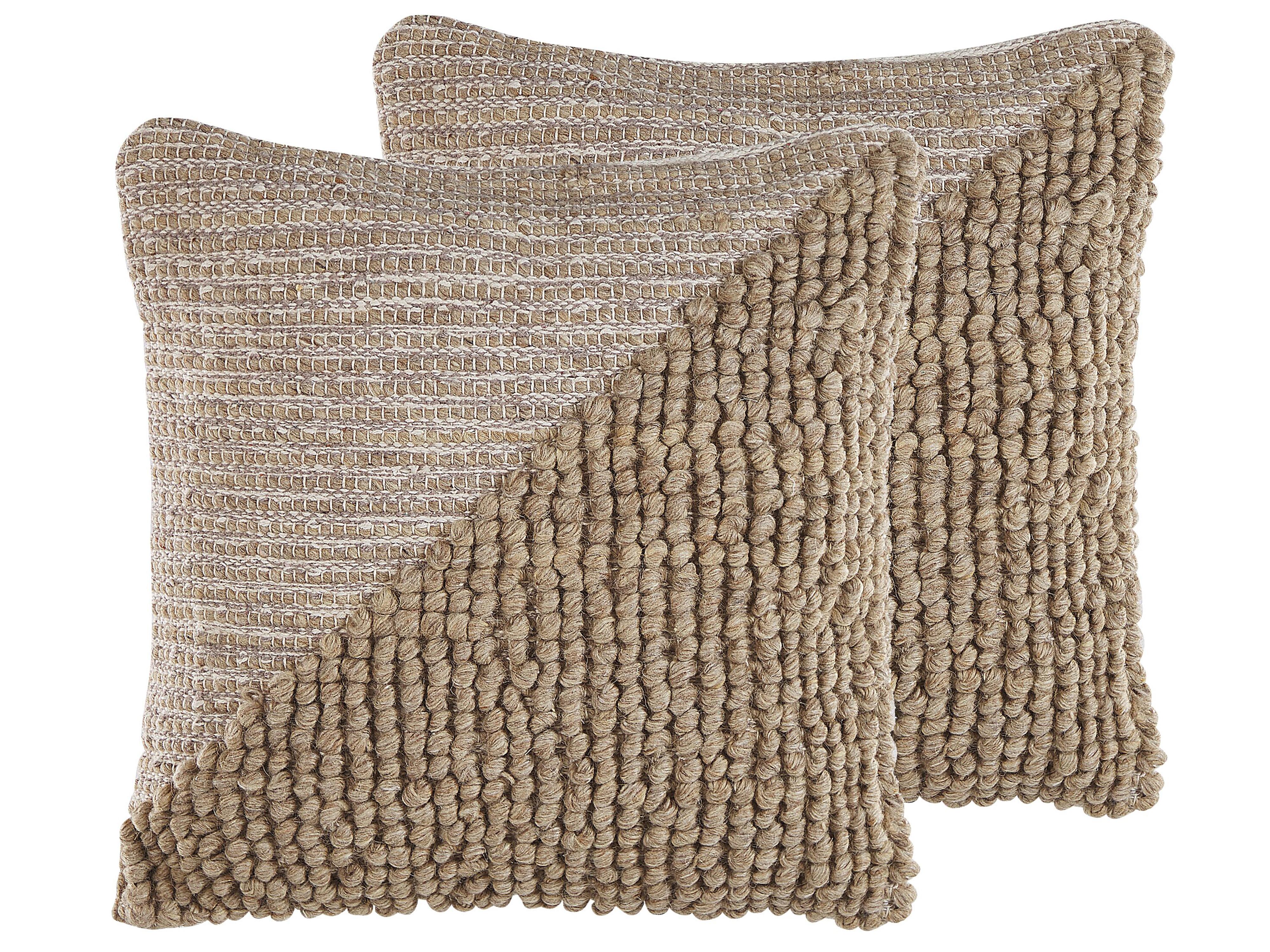 Conjunto de 2 cojines decorativos ASLANAPA Algodón 45 x 45 cm Beige Liso