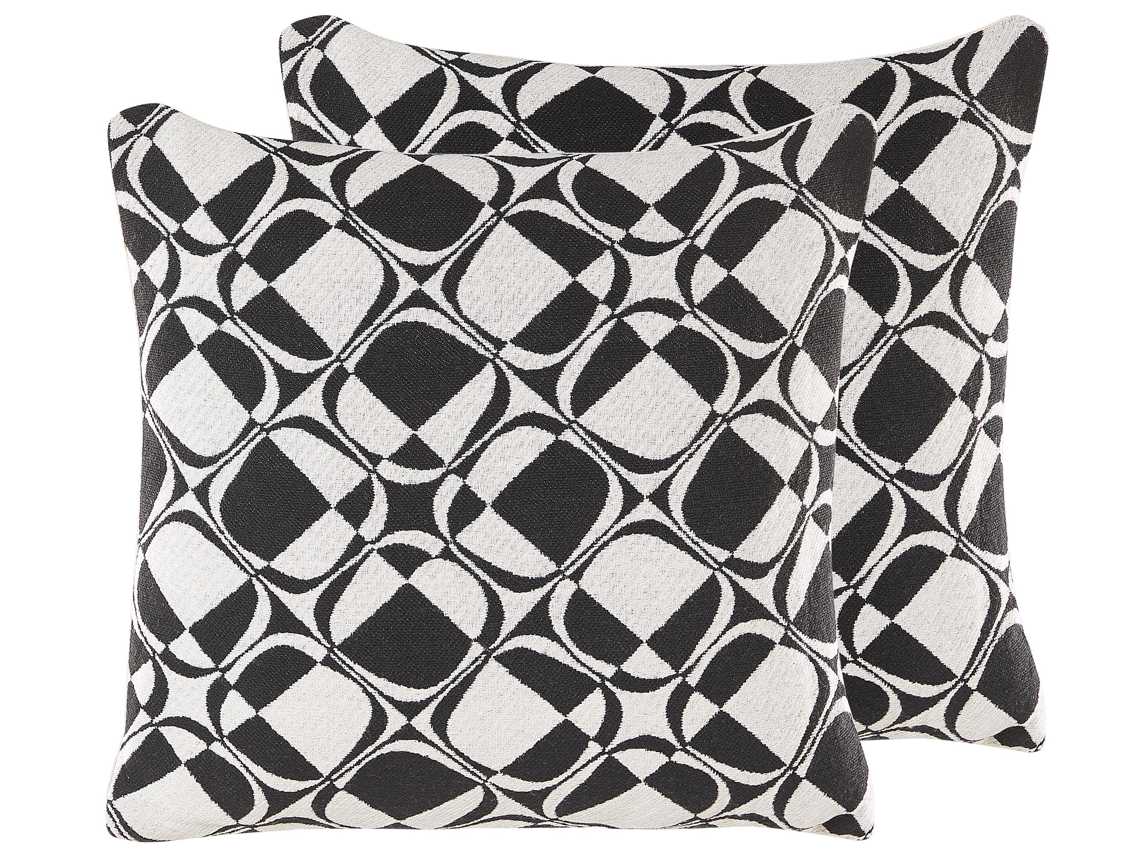 Conjunto de 2 cojines decorativos KOTURE Algodón 45 x 45 cm Negro/Blanco Patrón geométrico