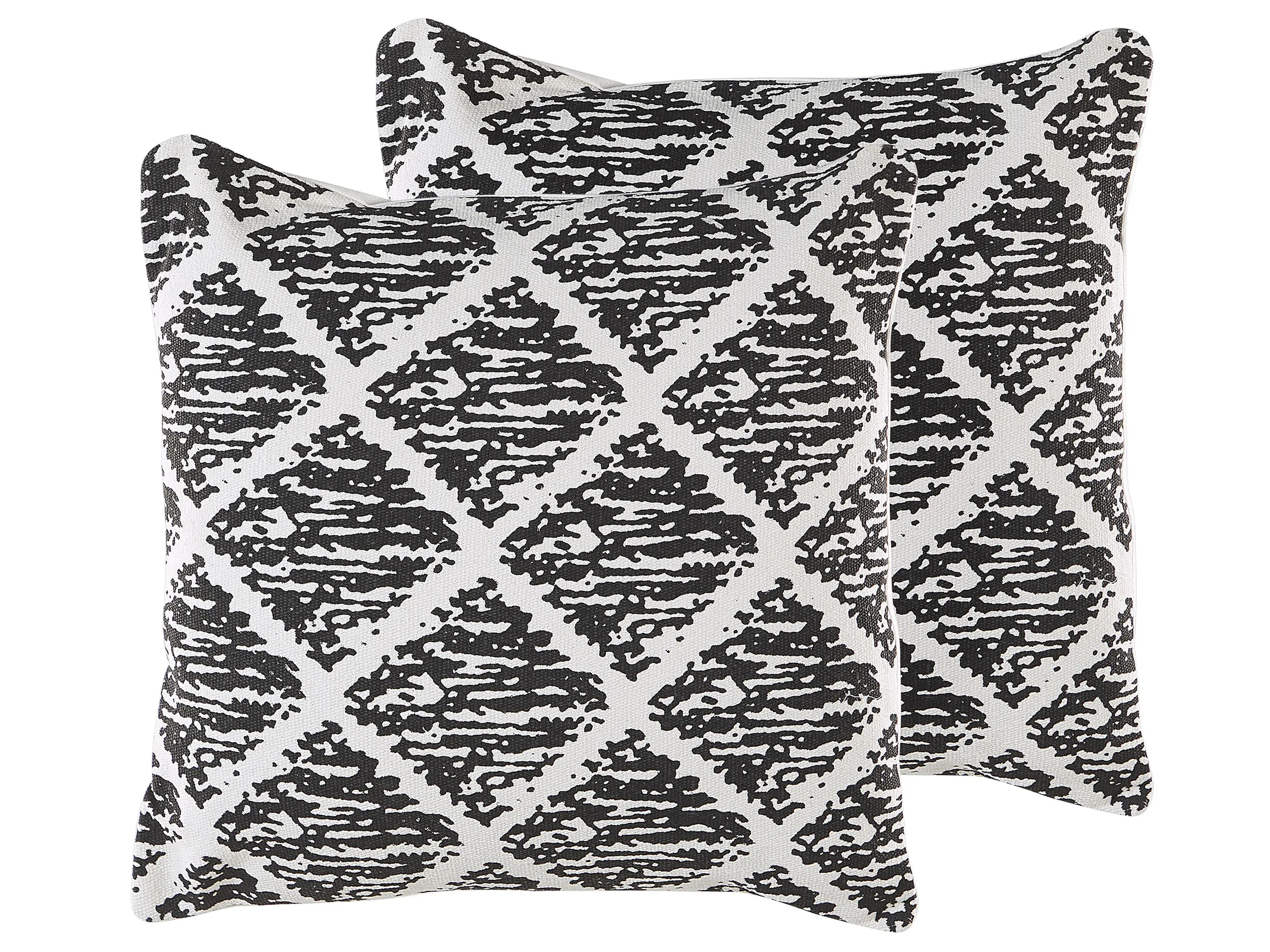 Conjunto de 2 cojines decorativos HAZRO Algodón 45 x 45 cm Negro Patrón geométrico