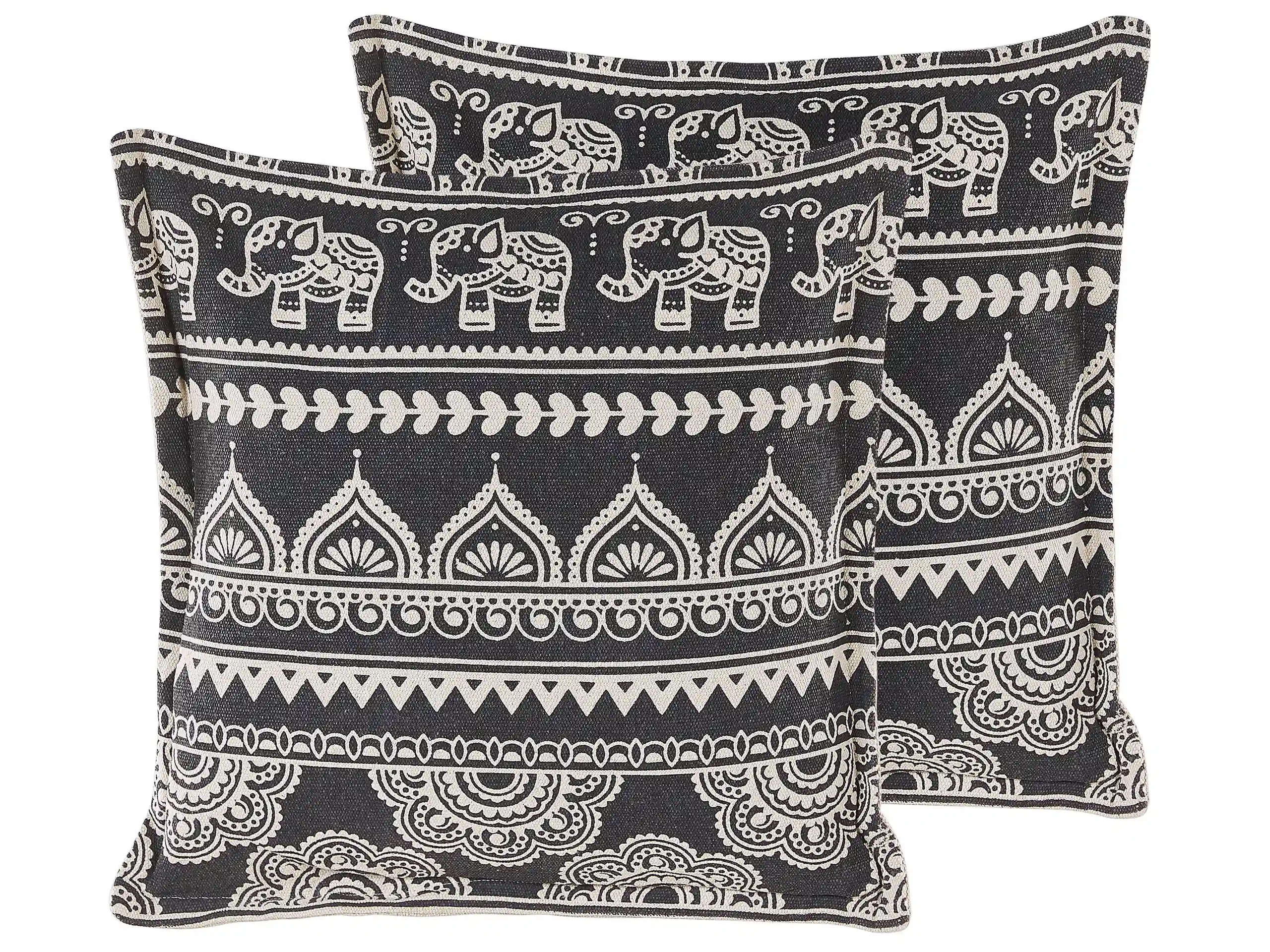 Conjunto de 2 cojines decorativos ATABAGI Algodón 45 x 45 cm Negro Patrón oriental