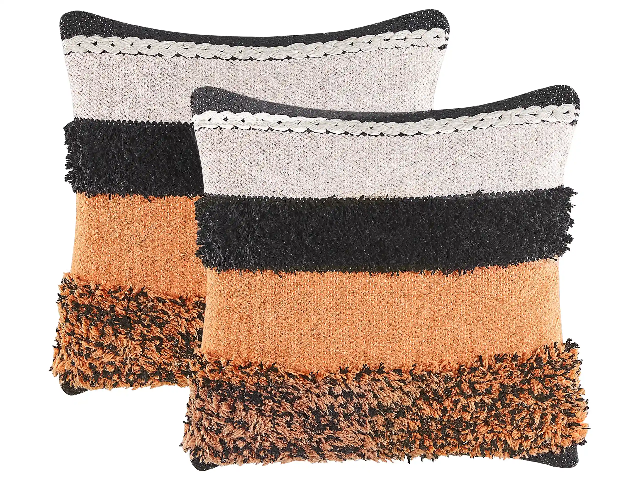 Conjunto de 2 cojines decorativos MIHALGAZI Algodón 45 x 45 cm Multicolor A rayas