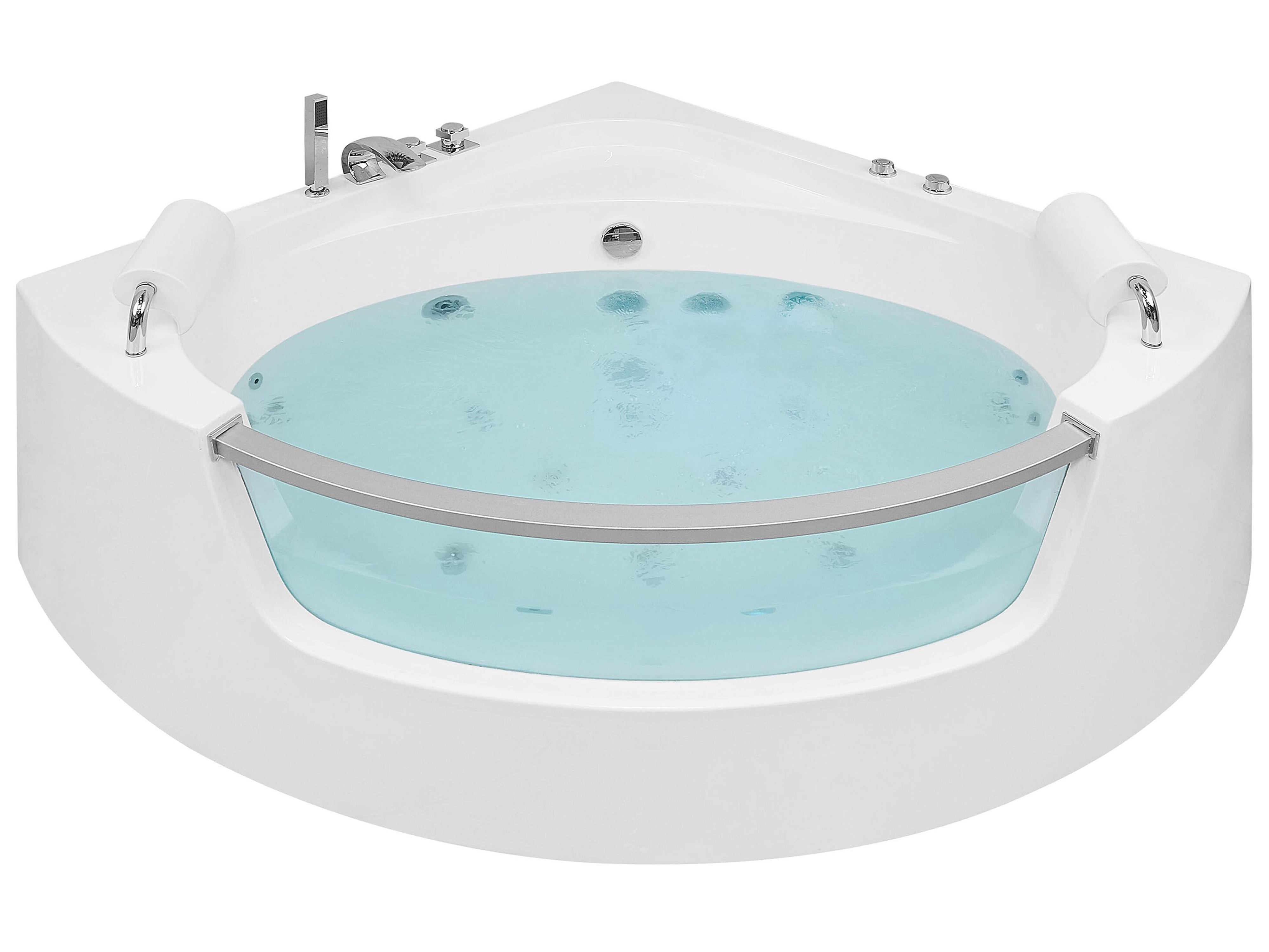 Bañera de hidromasaje LED esquinera MANGLE 187 x 136 cm Blanco