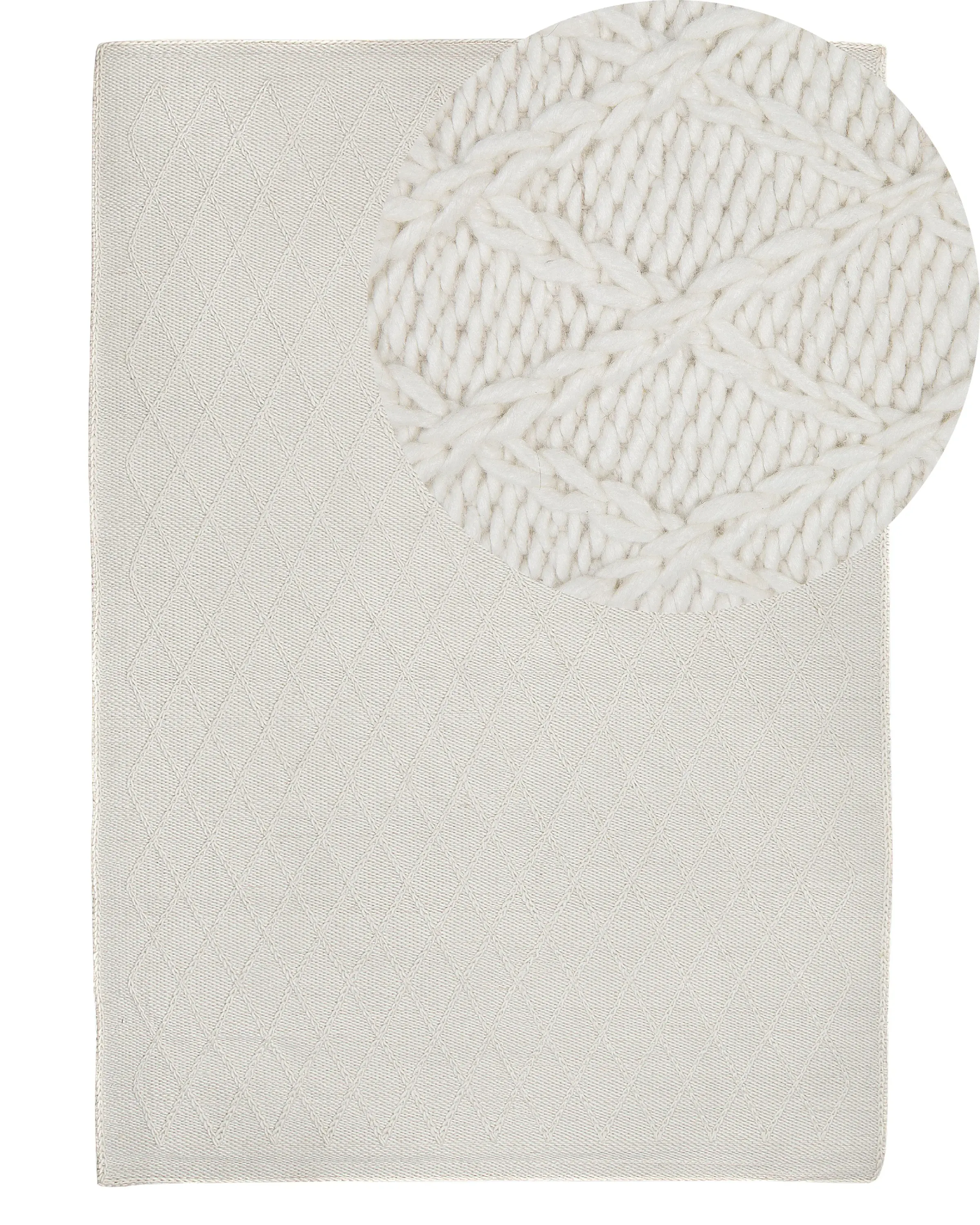 Alfombra ERZIN Blanco crema 140 x 200 cm Lana
