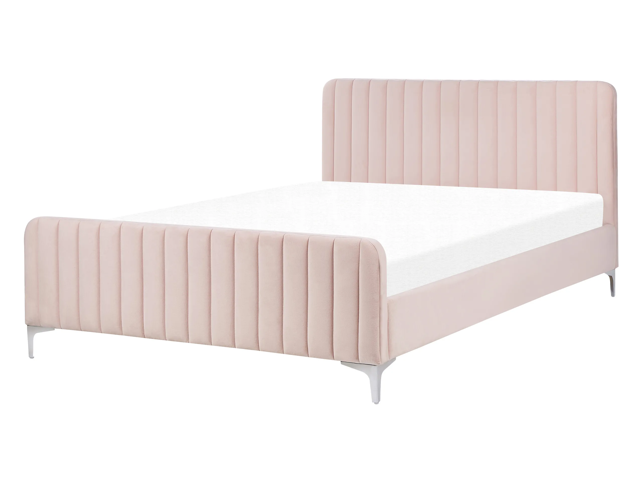 Cama Terciopelo LUNAN 140 x 200 cm Rosa pastel