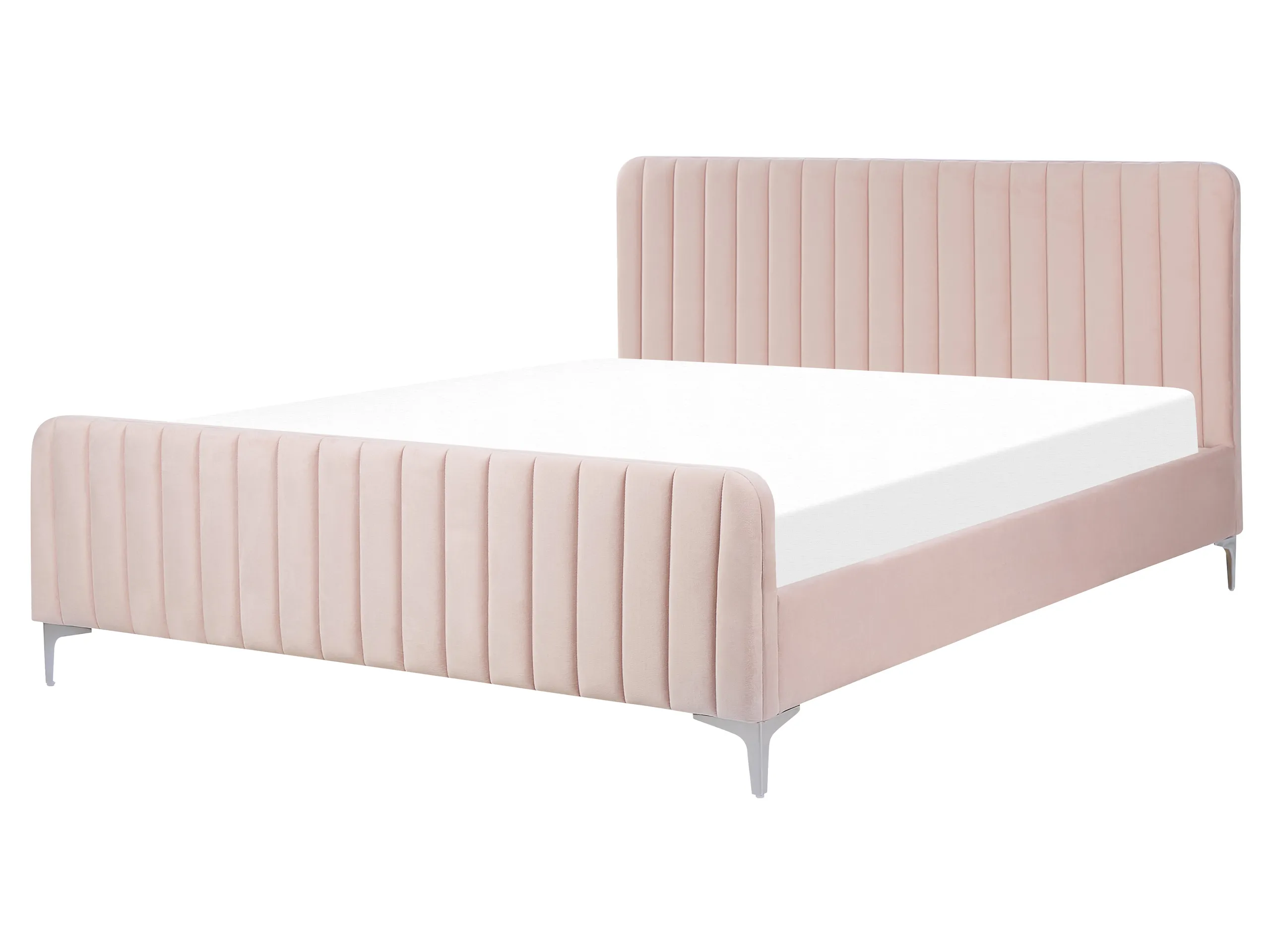 Cama Terciopelo LUNAN 160 x 200 cm Rosa pastel