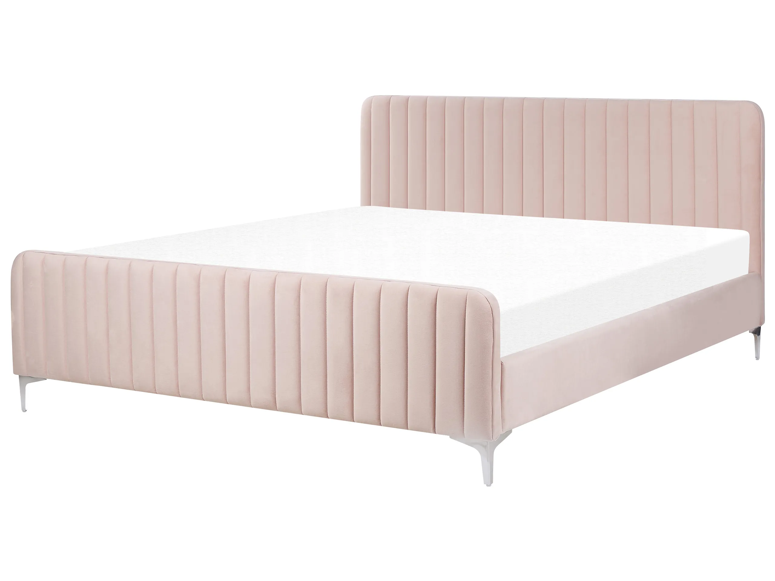 Cama Terciopelo LUNAN 180 x 200 cm Rosa pastel