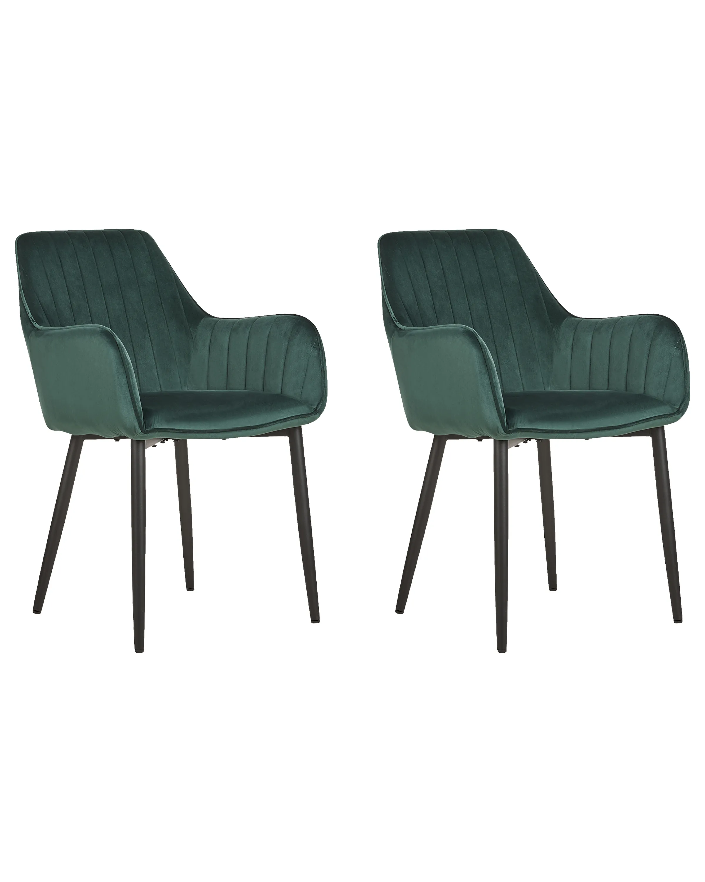 Conjunto de 2 sillas de comedor WELLSTON Terciopelo Verde oscuro