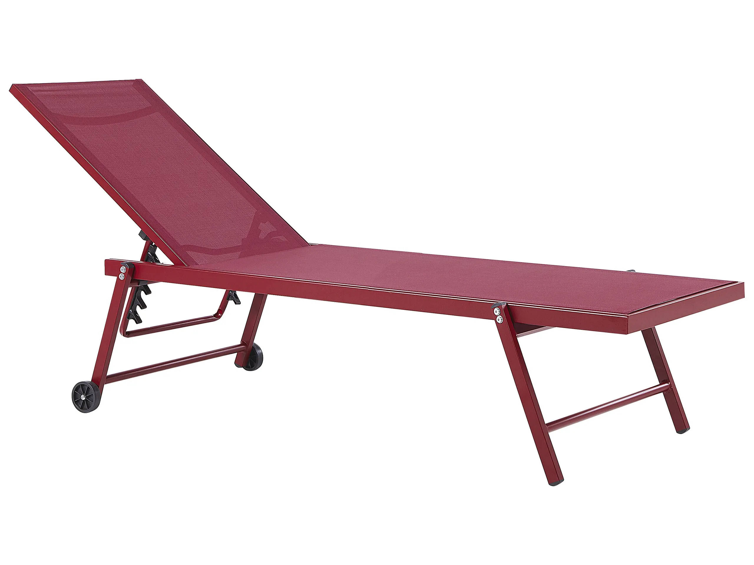 Sun Lounger PORTOFINO Reclining Metal Burgundy
