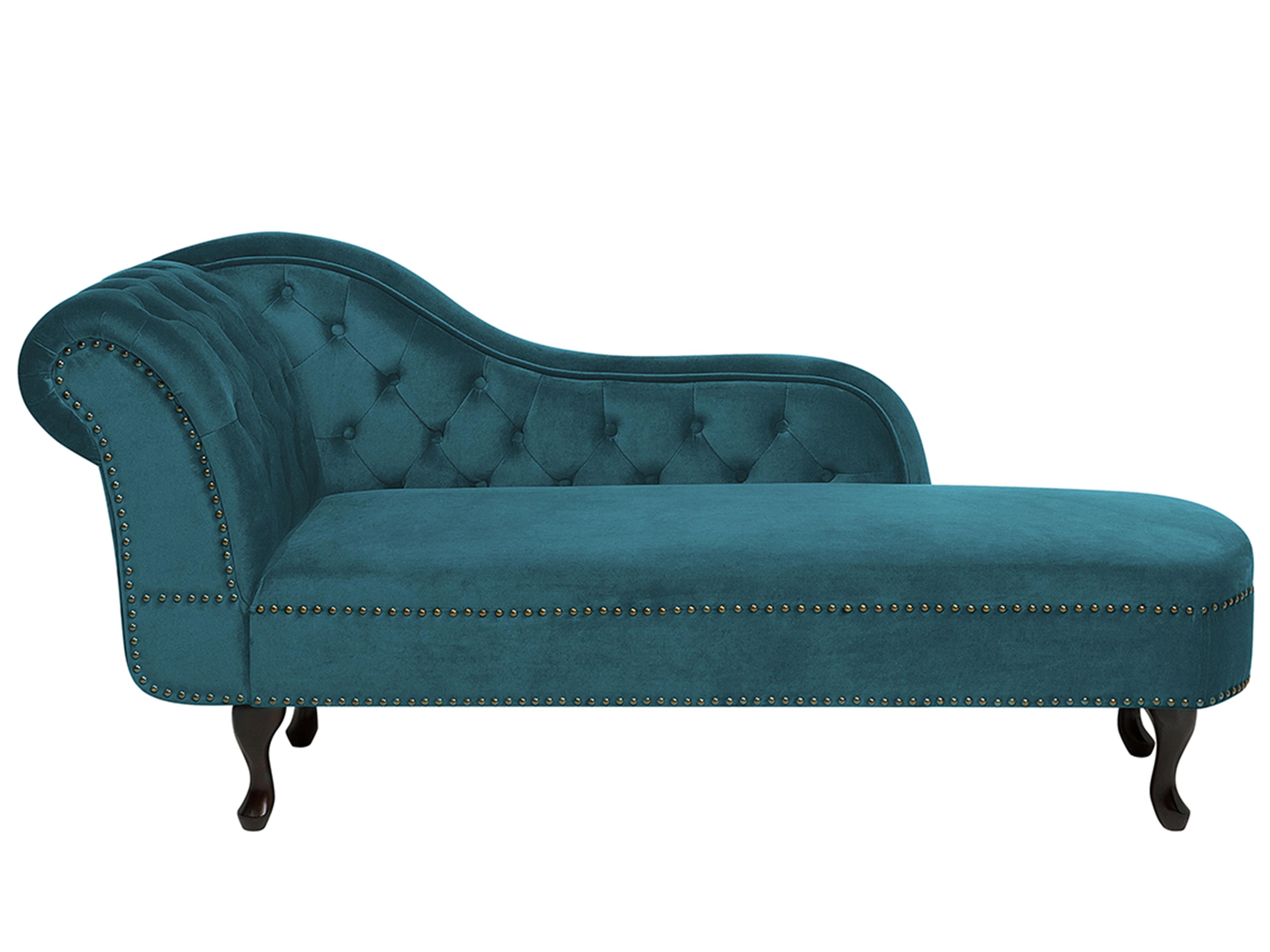 Chaise longue izquierdo NIMES Terciopelo Verde azulado