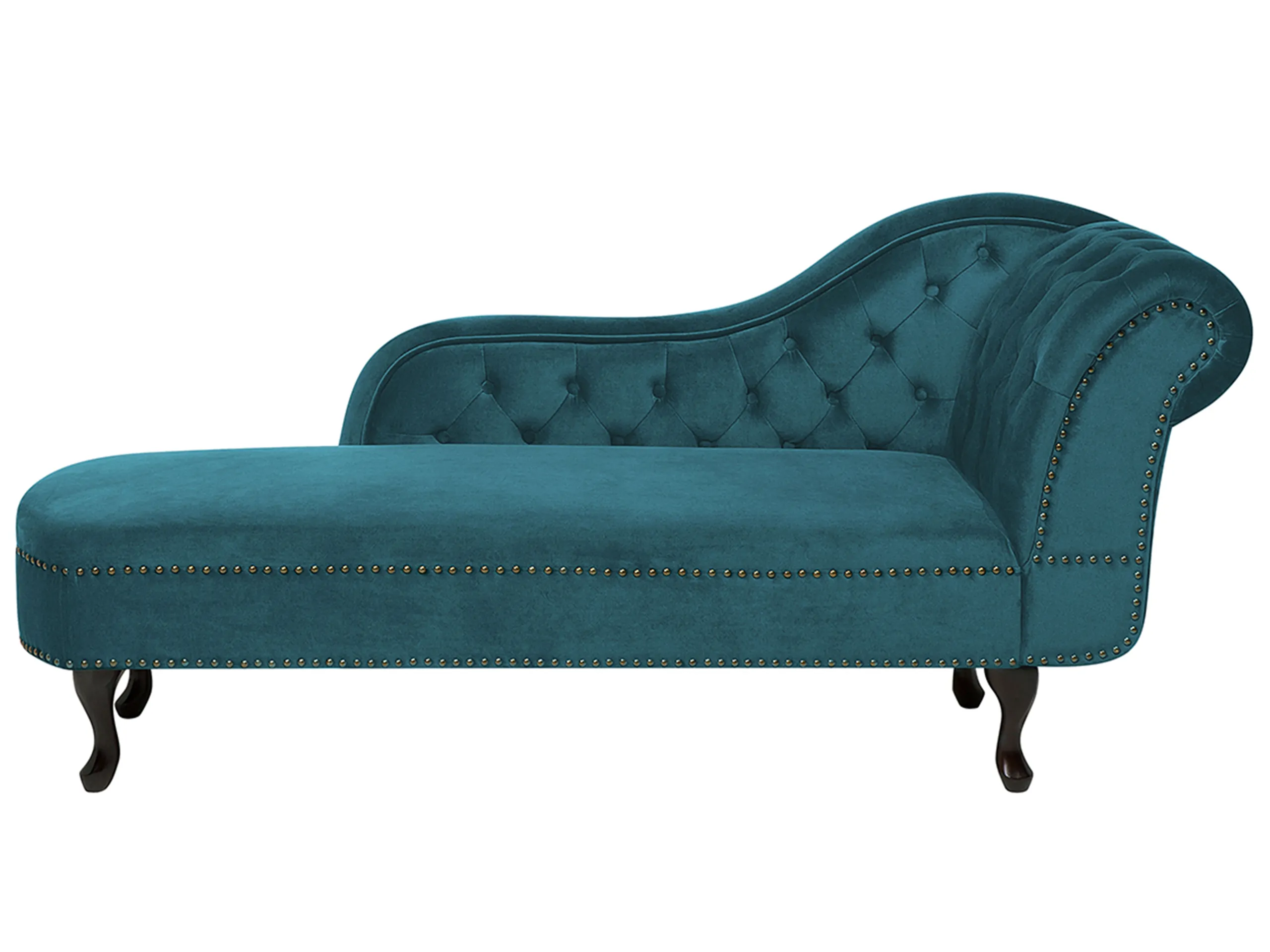 Chaise longue derecho NIMES Terciopelo Verde azulado