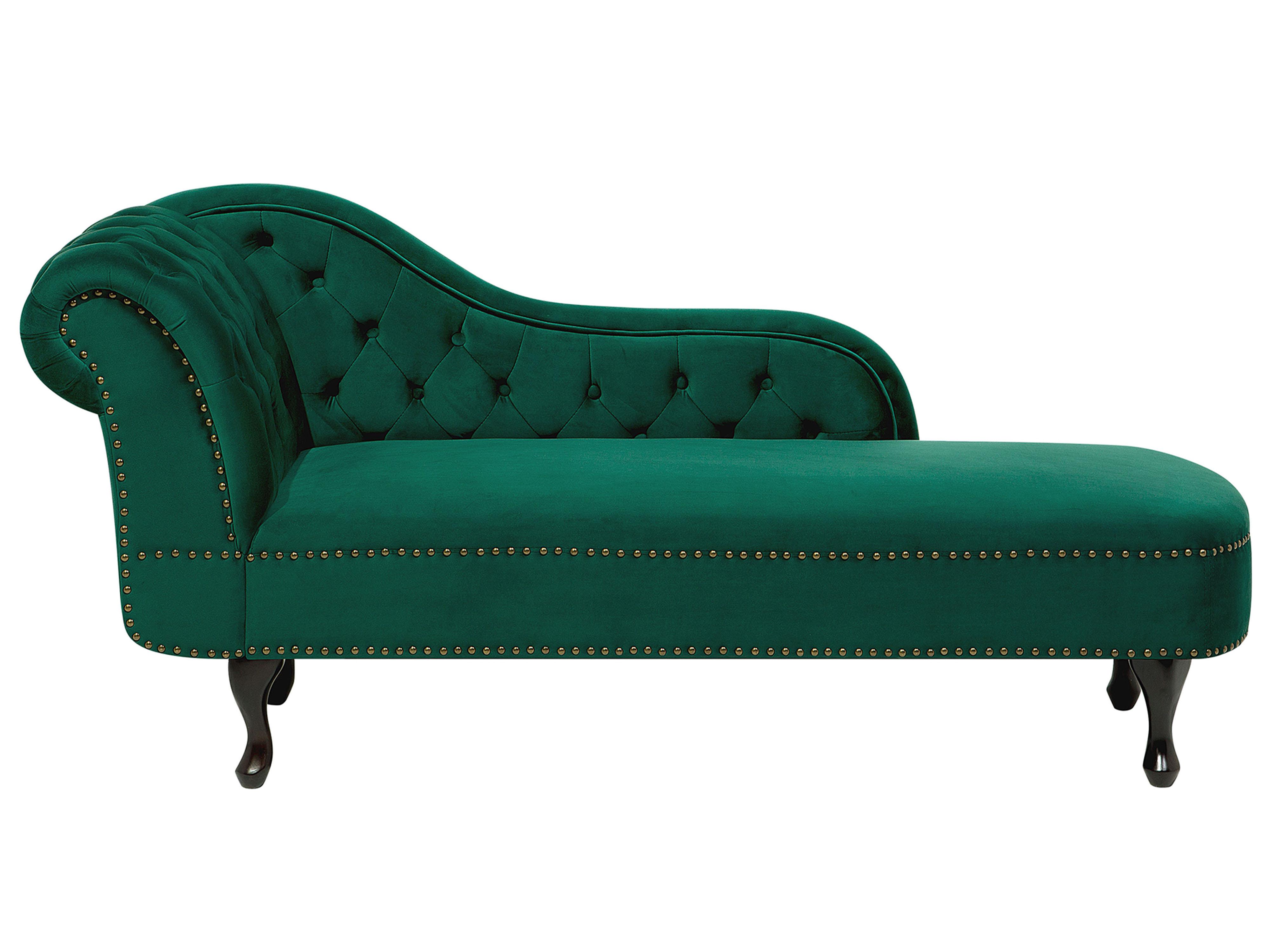 Chaise longue izquierdo NIMES Terciopelo Verde oscuro