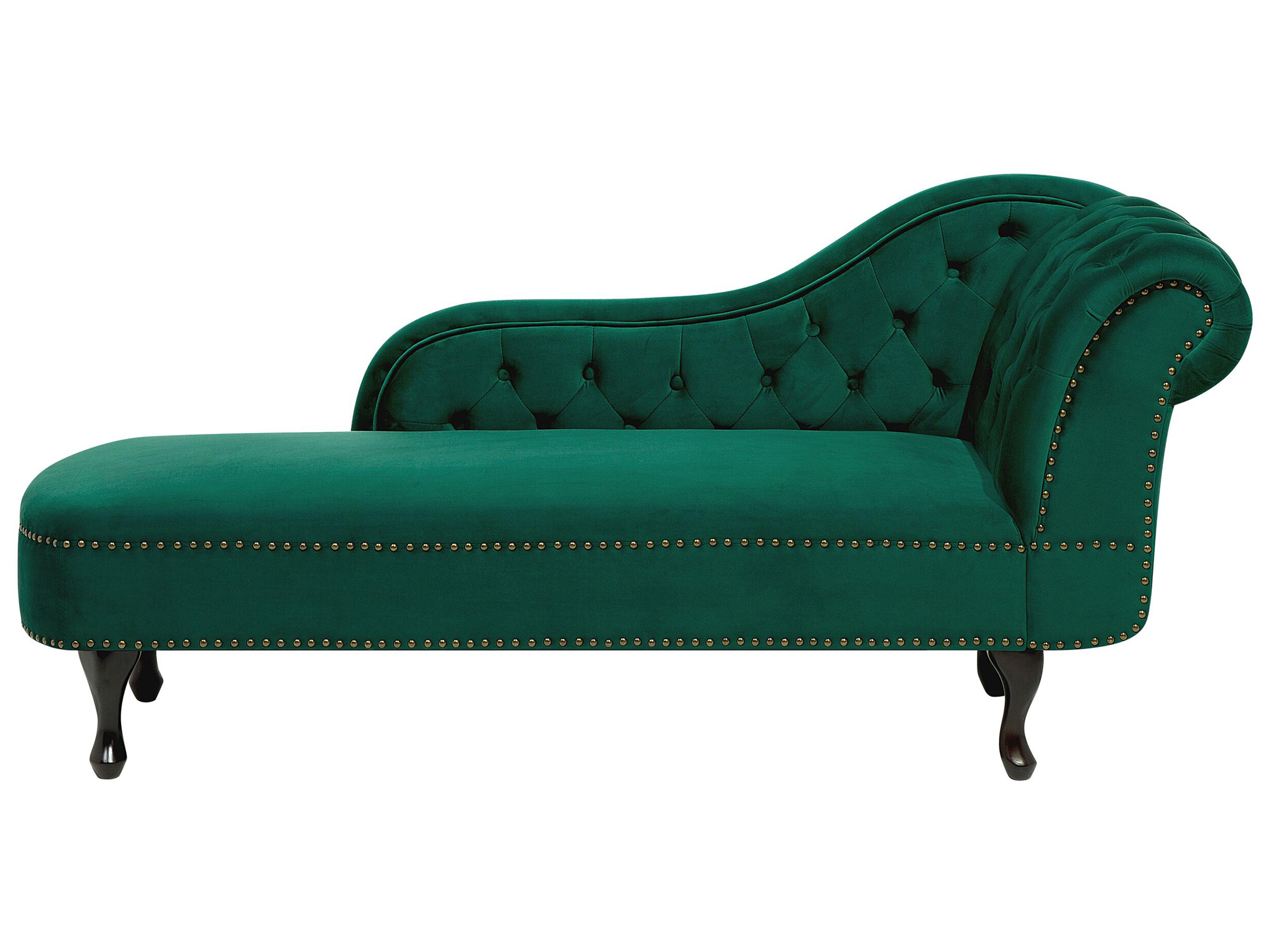 Chaise longue derecho NIMES Terciopelo Verde