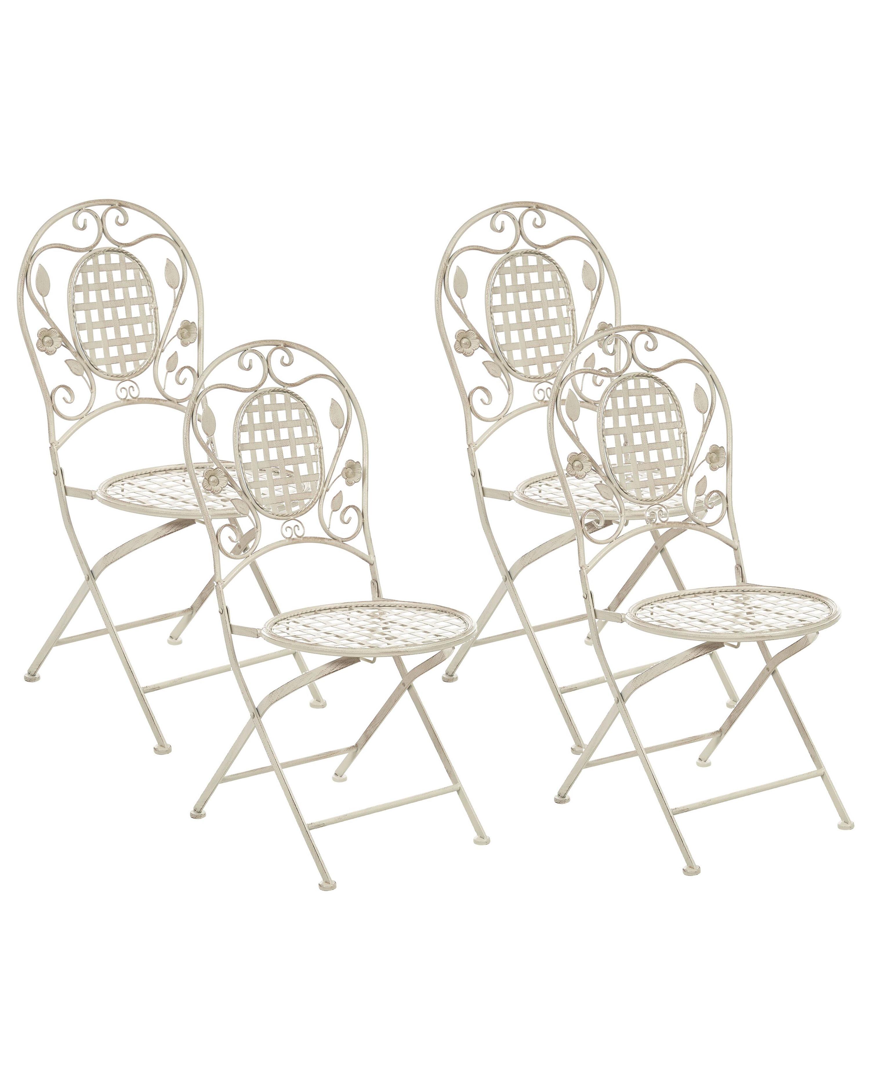 Conjunto de 4 sillas de jardín BIVIO plegable Metal Blanco crema
