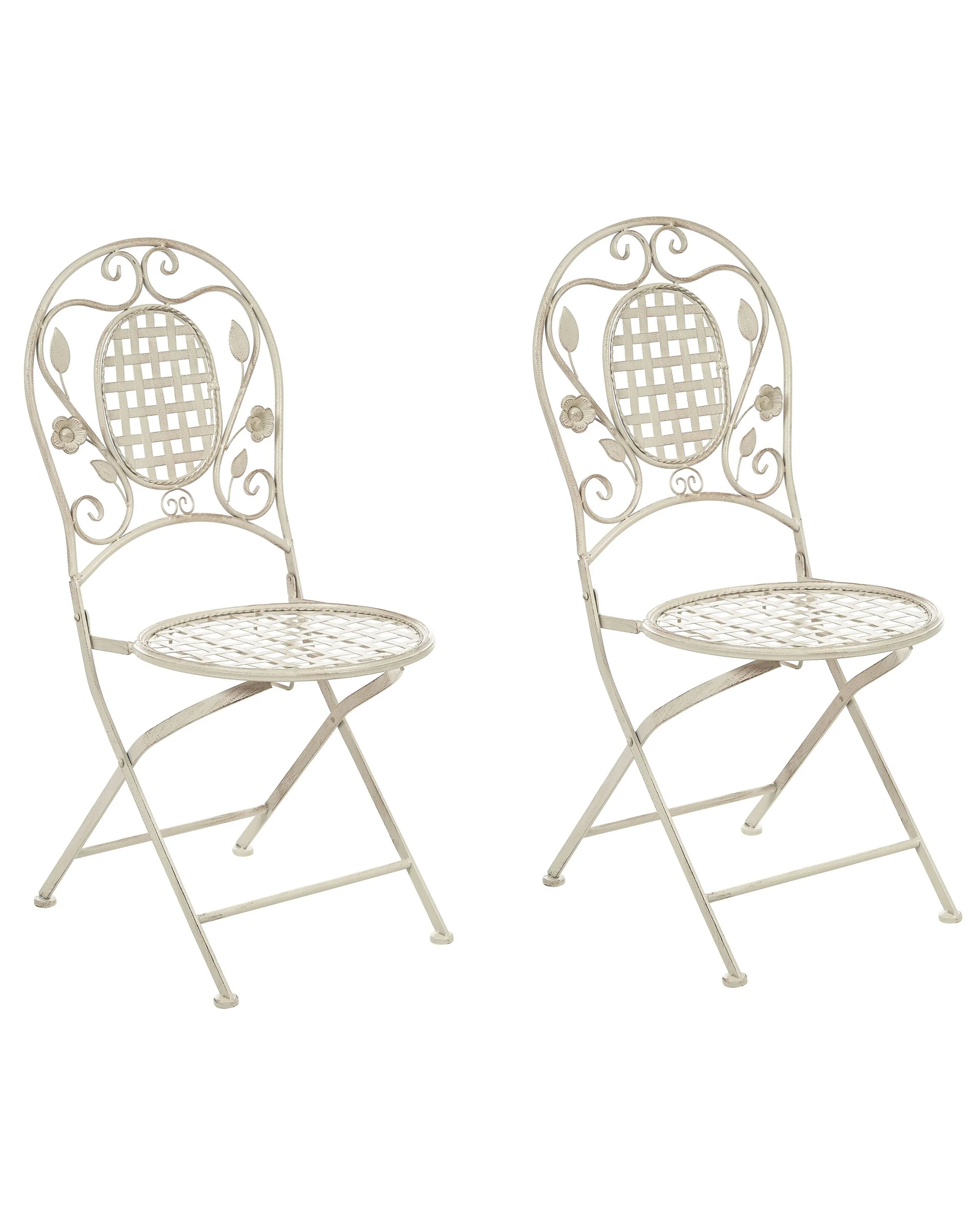 Conjunto de 2 sillas de jardín BIVIO plegable Metal Blanco crema