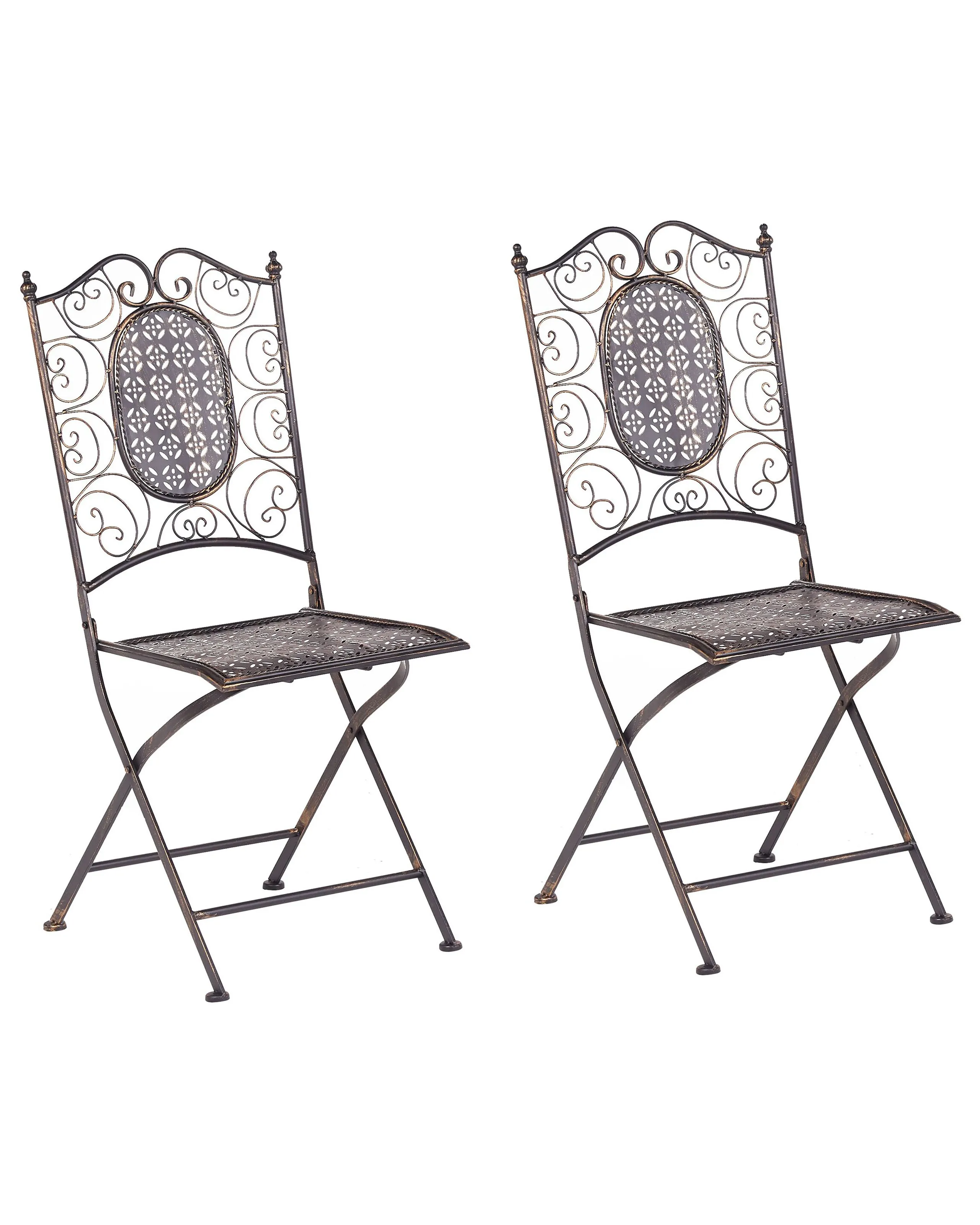Conjunto de 2 sillas de jardín BORMIO plegable Metal Negro