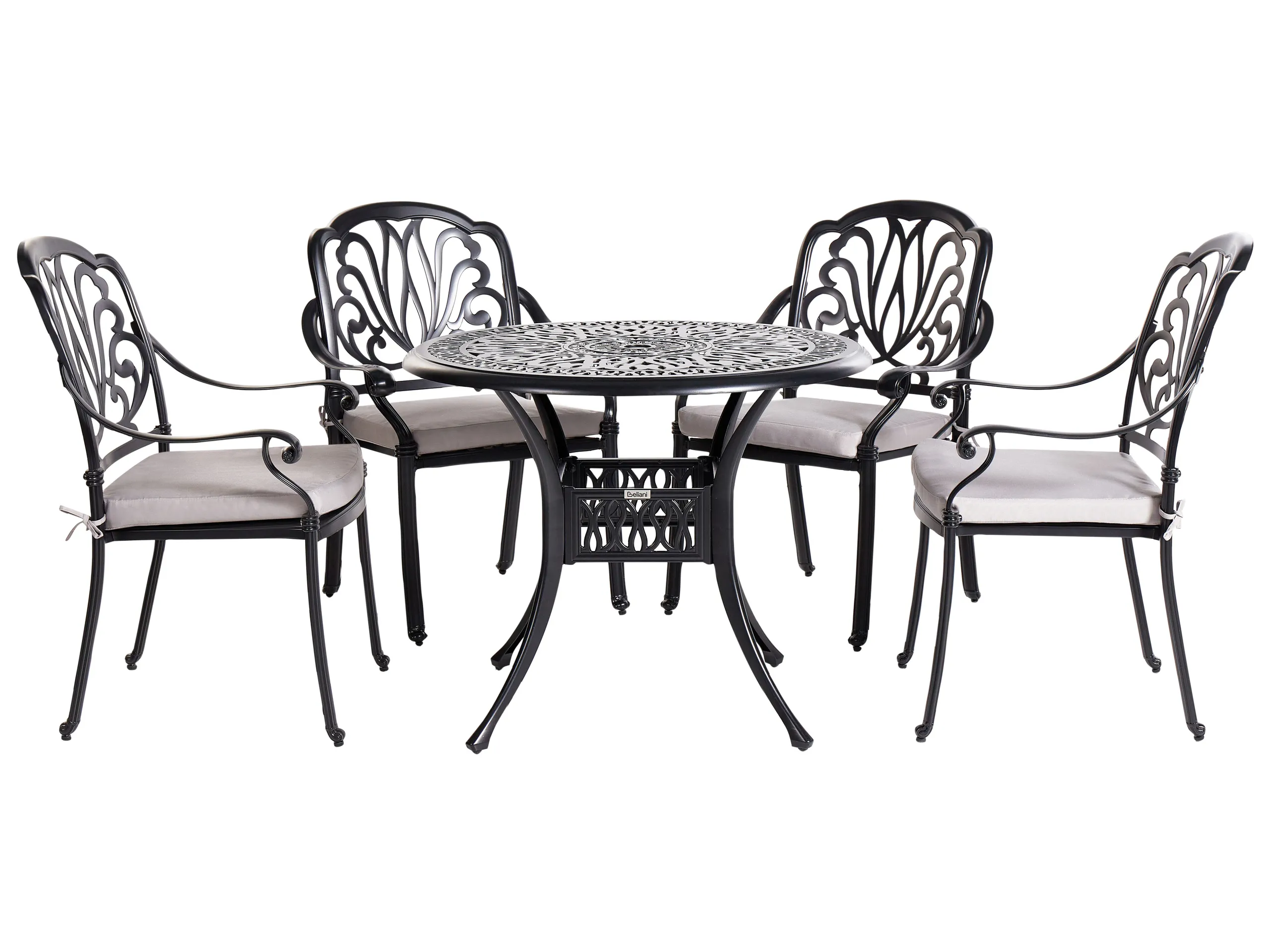 Garden Dining Set 4 Seater ANCONA with Cushions Metal Black