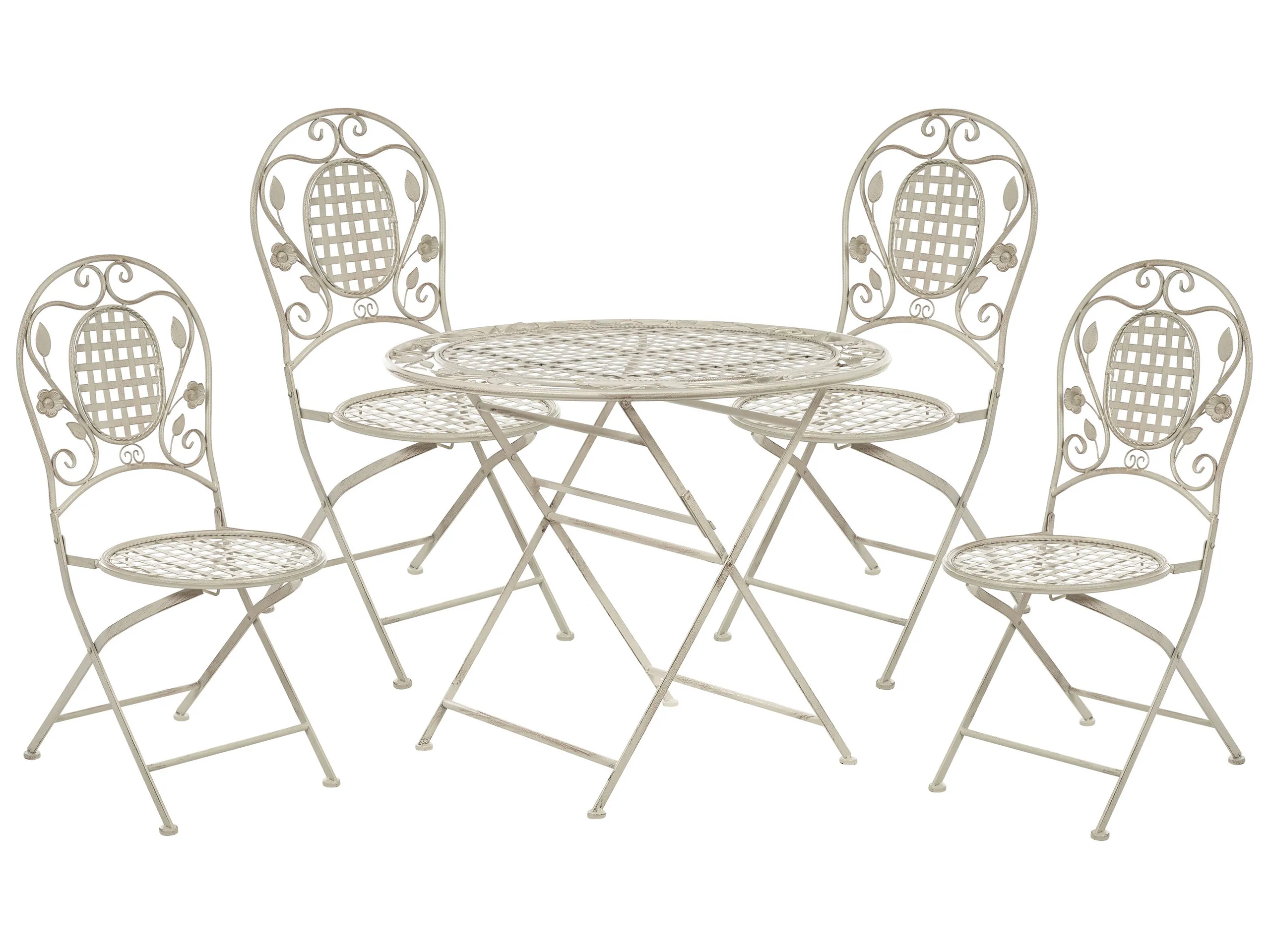 Garden Dining Set 4 Seater BIVIO Folding Metal Off-White