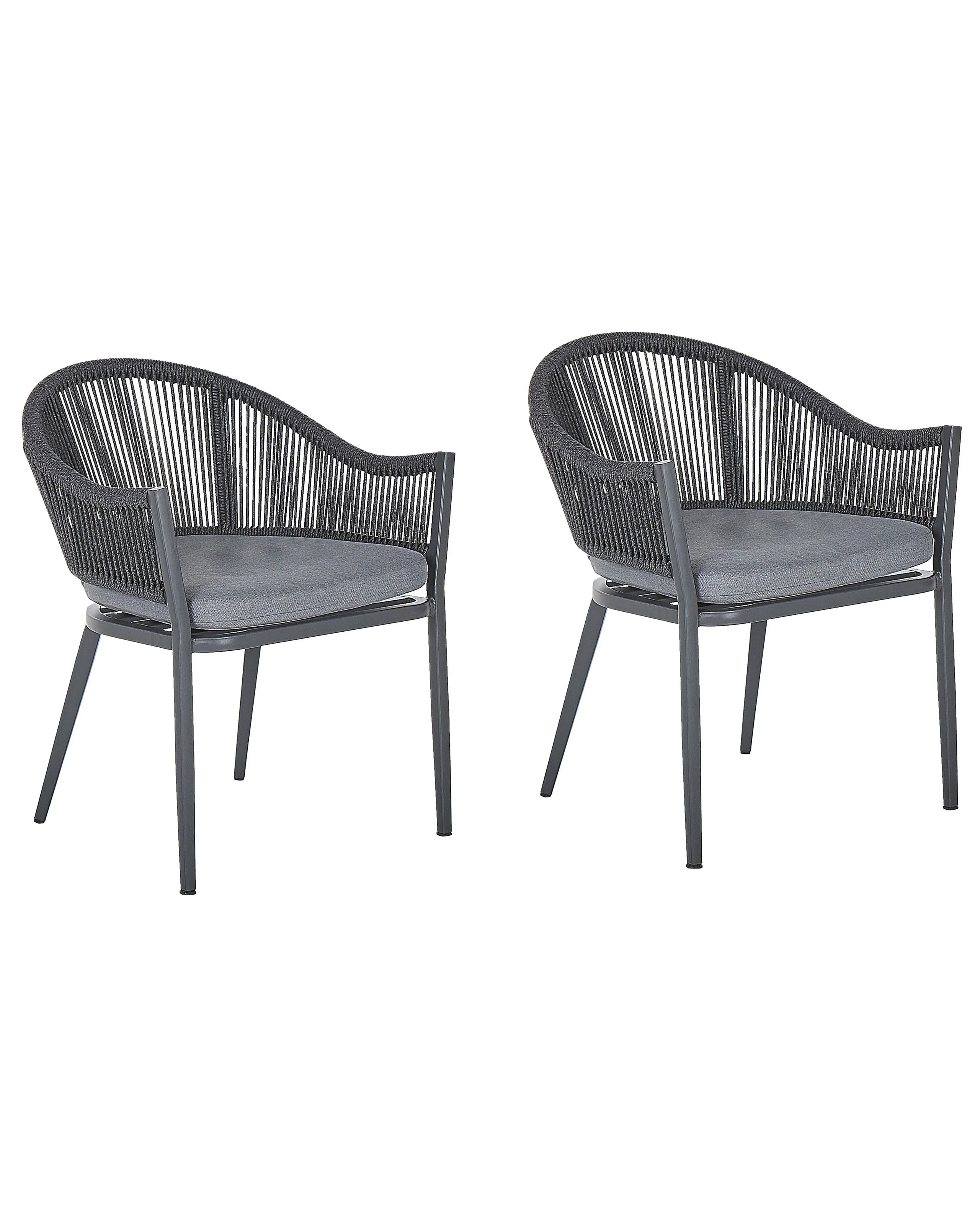 Conjunto de 2 sillas de jardín con cojines MILETO Metal Gris