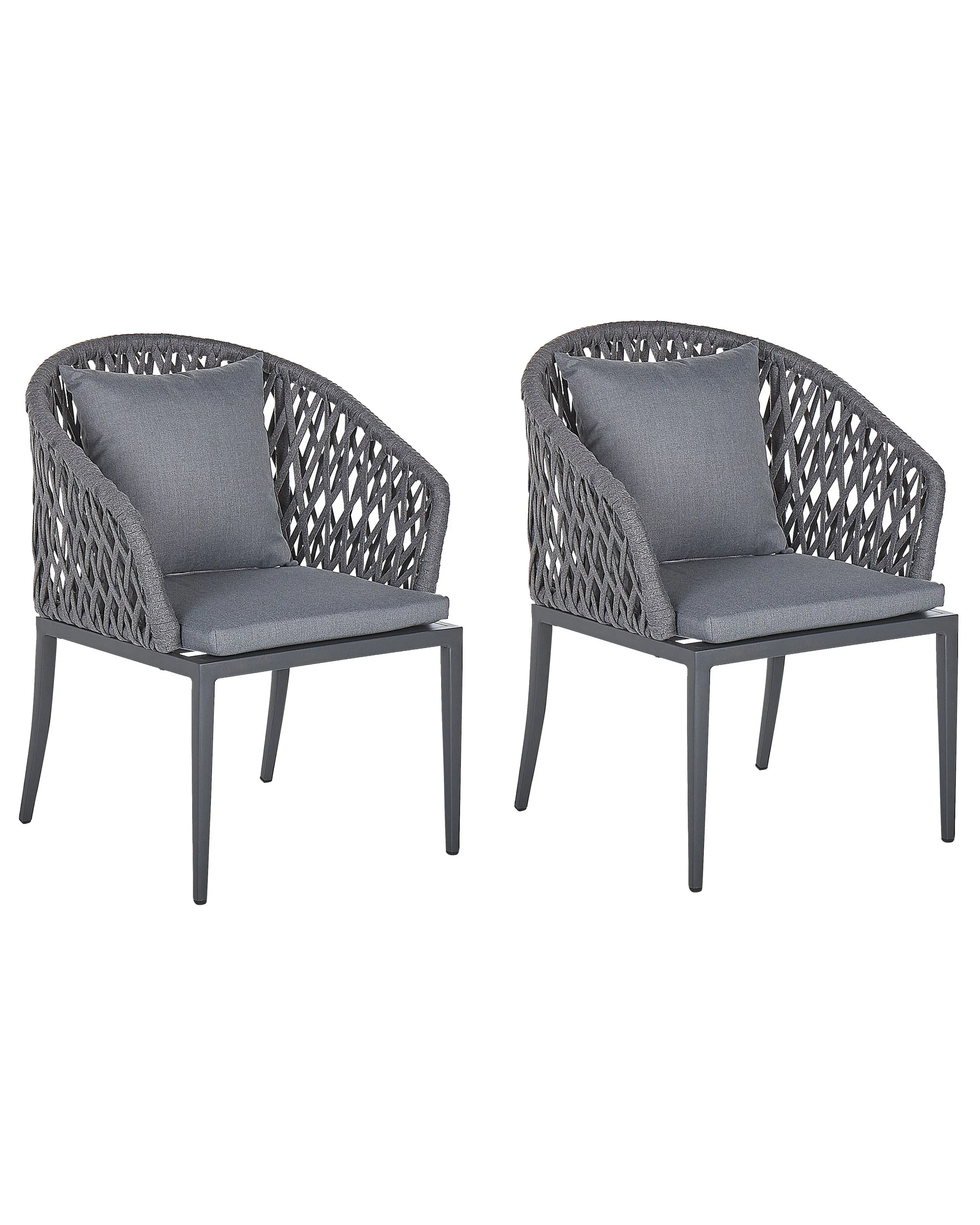 Conjunto de 2 sillas de jardín con cojines LIPARI Metal Gris