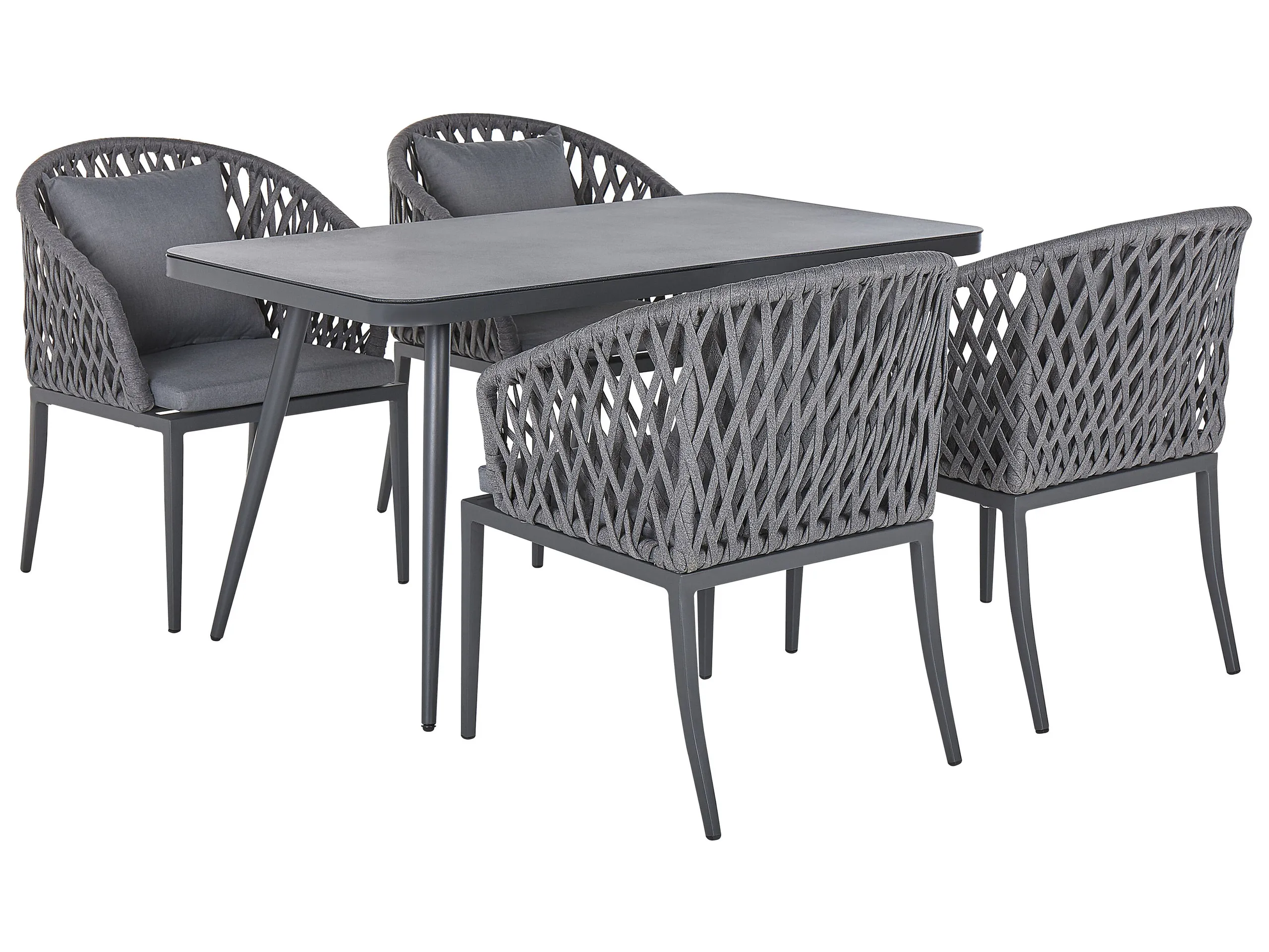 Garden Dining Set 4 Seater LIPARI with Cushions Metal Grey